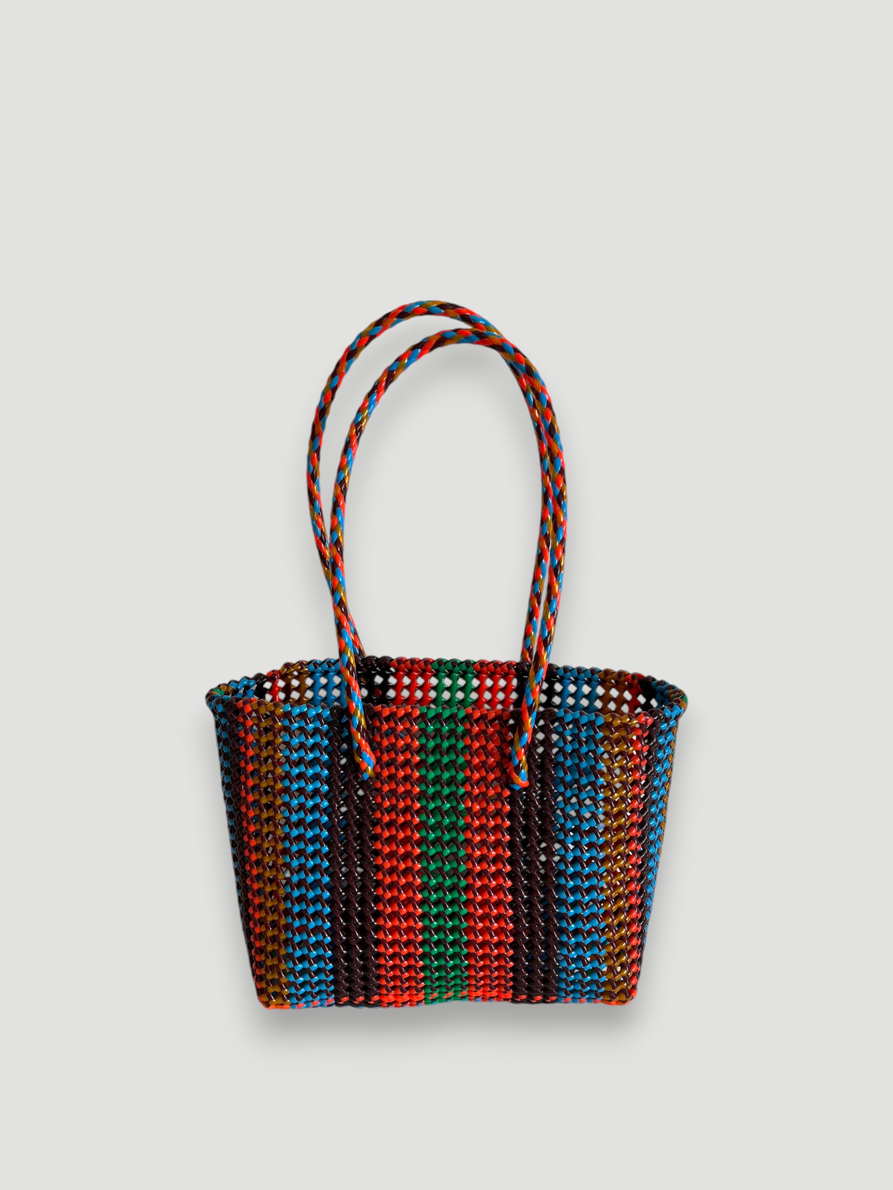 N°474M - SAC PANIER TRESSÉ MAIN - MOYEN - multicolors