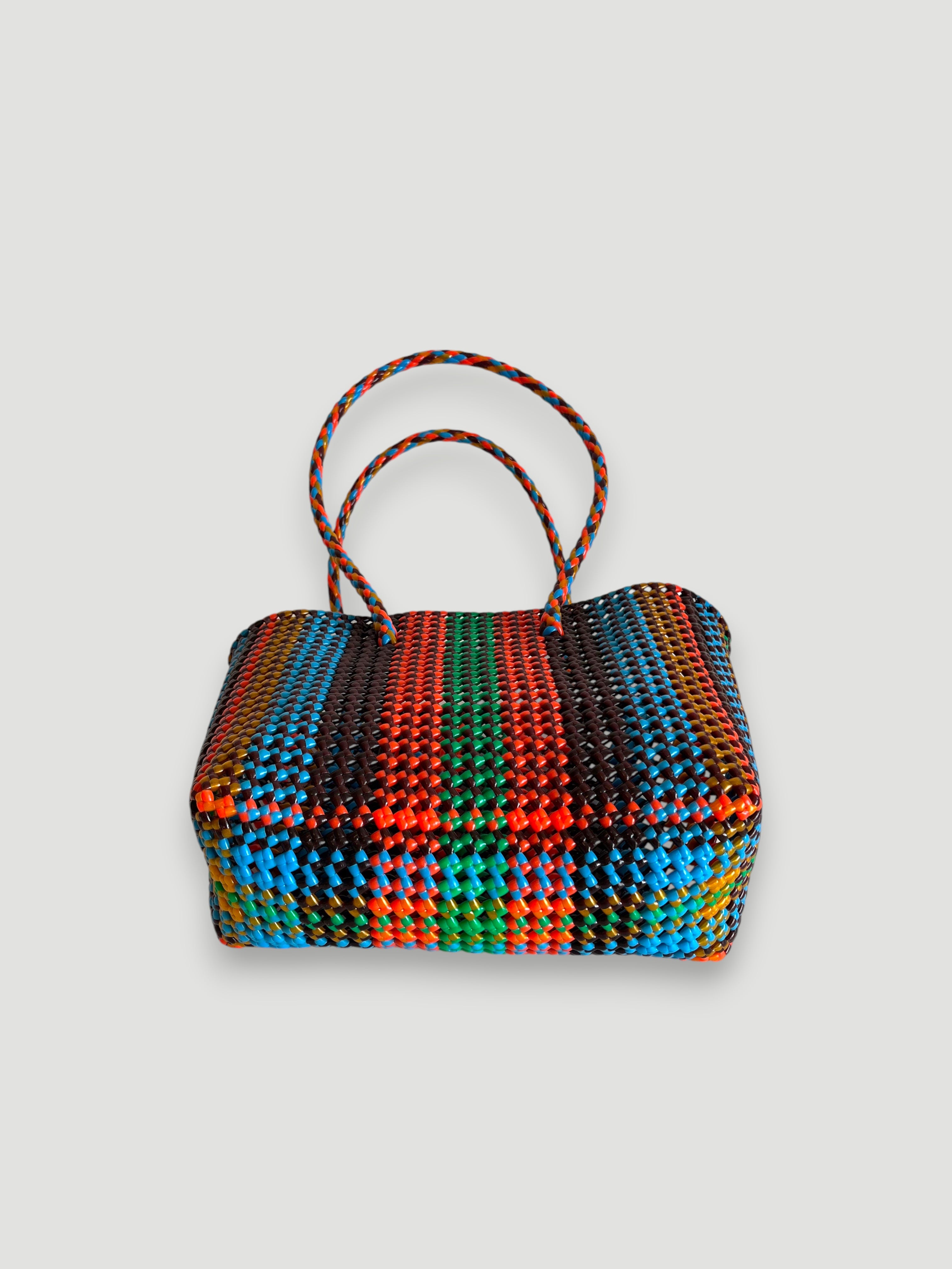 N°474M - SAC PANIER TRESSÉ MAIN - MOYEN - multicolors