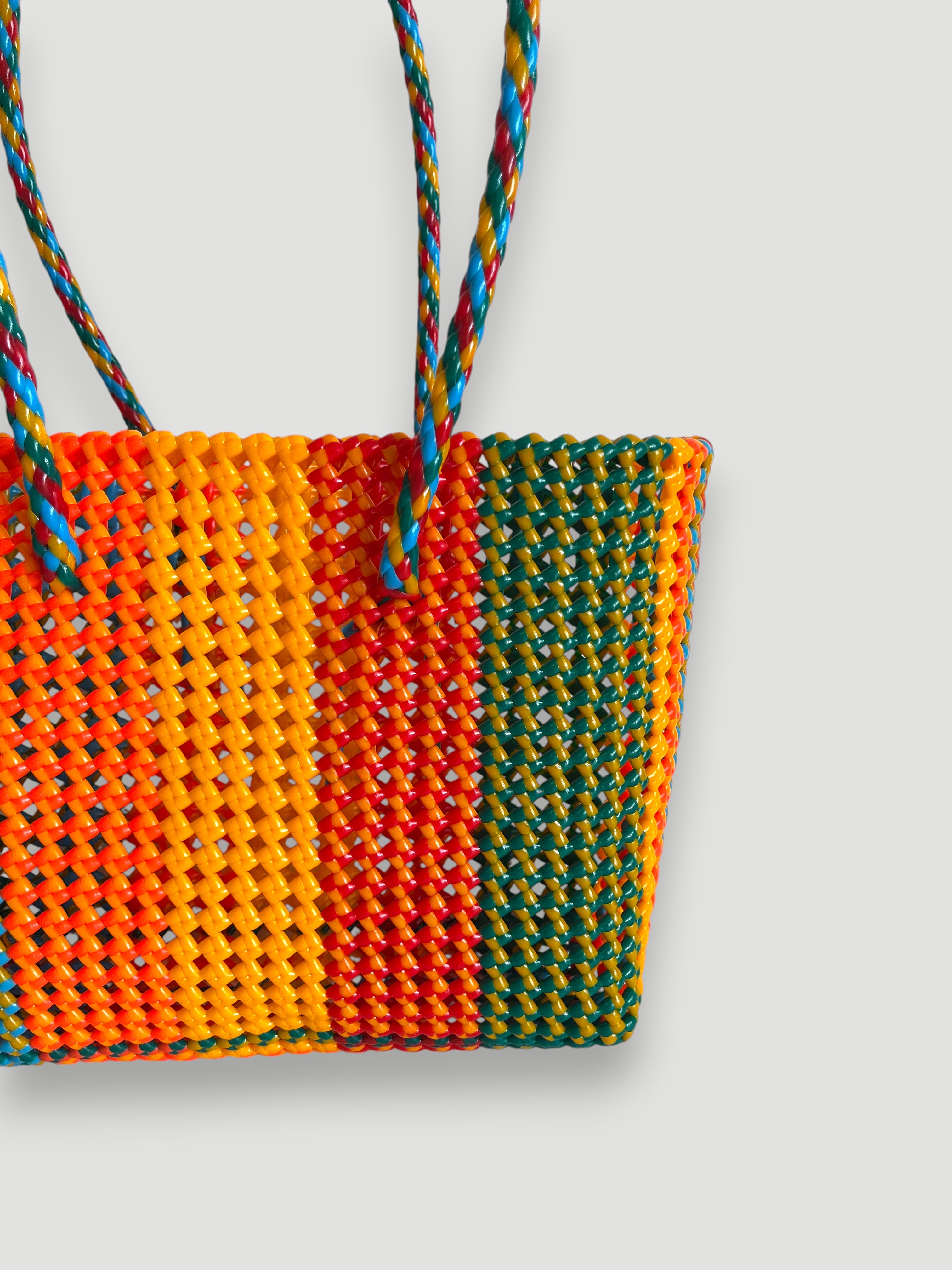 N°469M - SAC PANIER TRESSÉ MAIN - MOYEN - multicolors