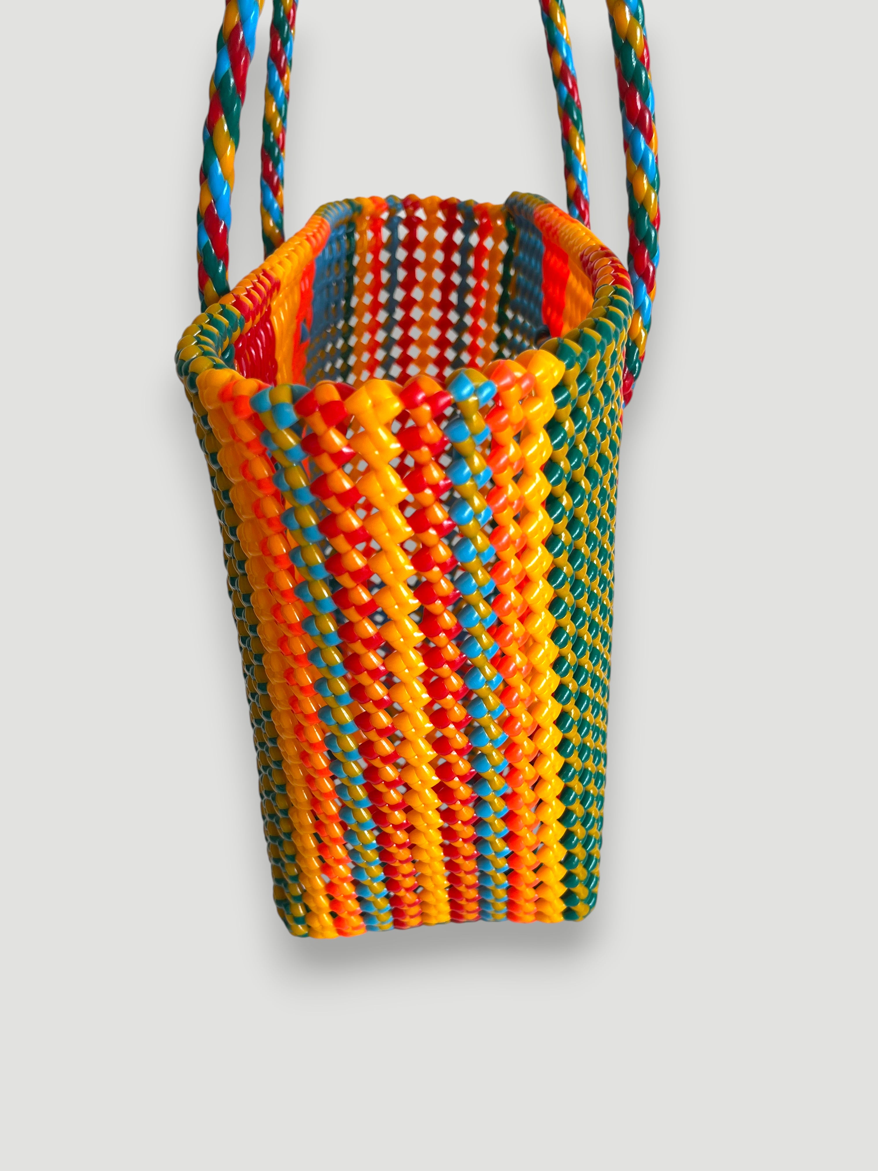 N°469M - SAC PANIER TRESSÉ MAIN - MOYEN - multicolors