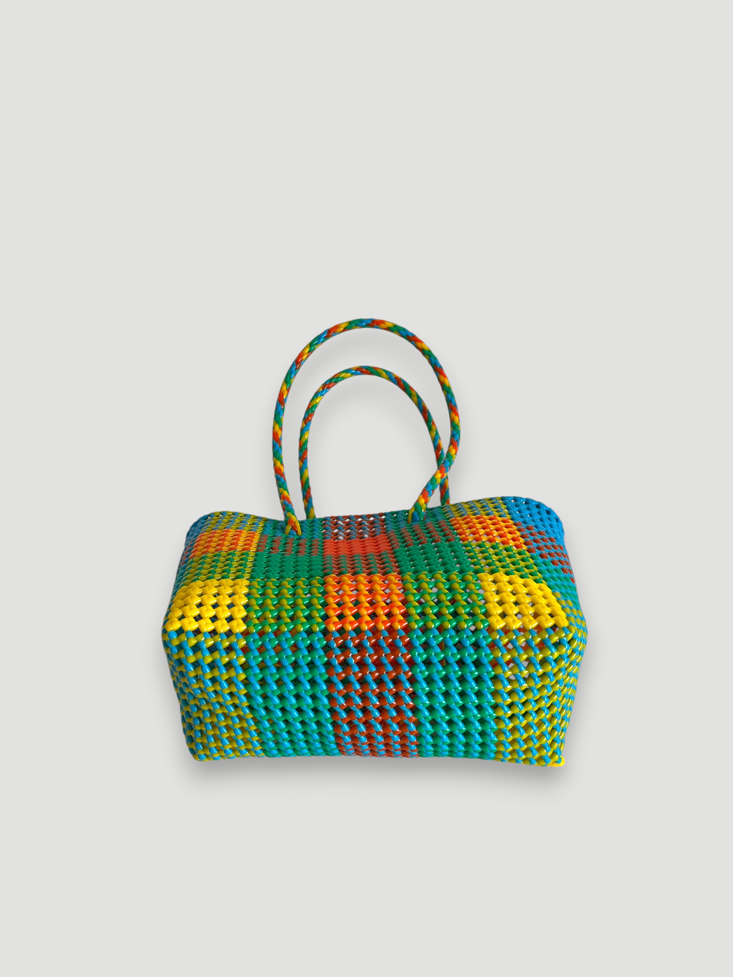 N°473M - SAC PANIER TRESSÉ MAIN - MOYEN - multicolors