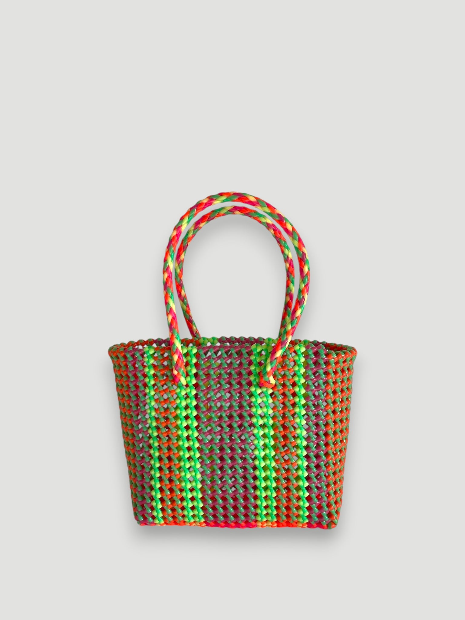 N°248S - SAC PANIER TRESSÉ MAIN - PETIT - multicolors