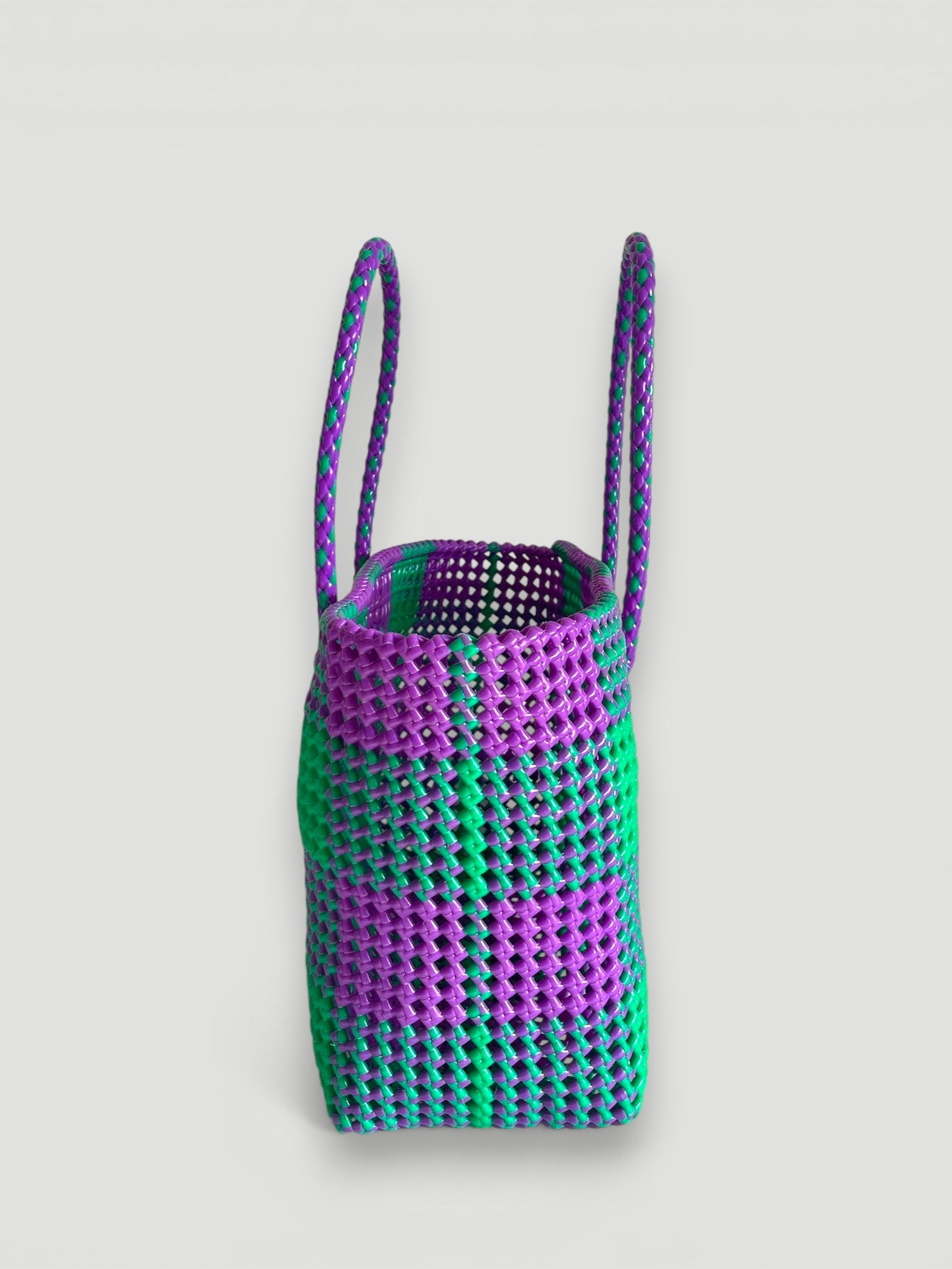 N°1L - SAC PANIER TRESSÉ MAIN - GRAND - vert & violet