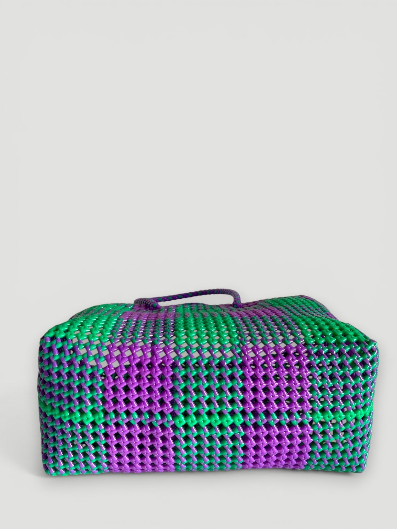 N°1L - SAC PANIER TRESSÉ MAIN - GRAND - vert & violet