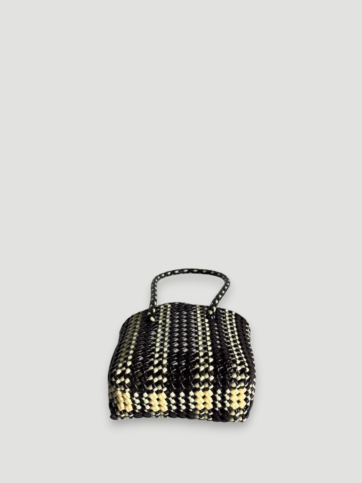 No. 181XS - Hand-braided basket bag - mini - brown & cream