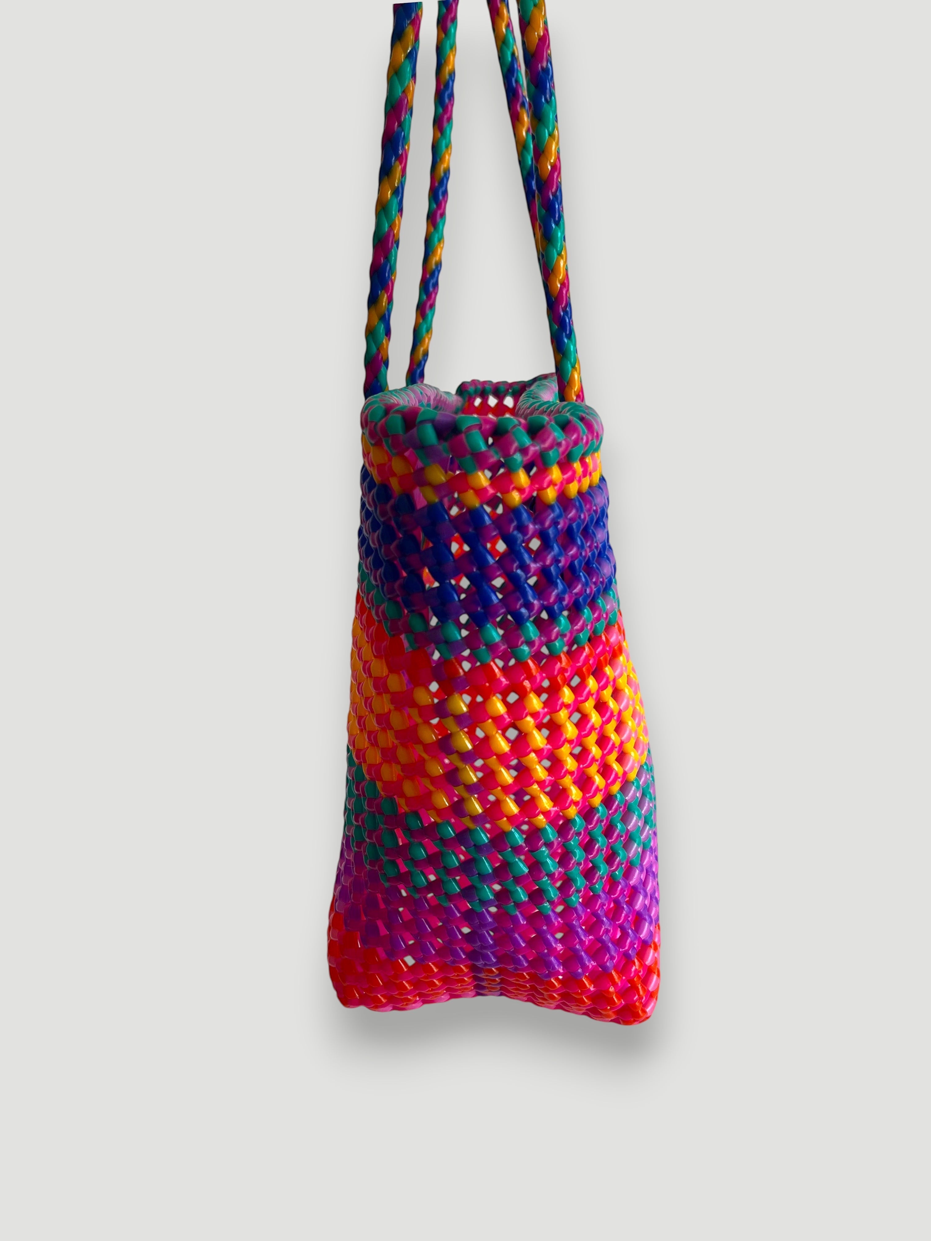 N°499M - SAC PANIER TRESSÉ MAIN - MOYEN - multicolors