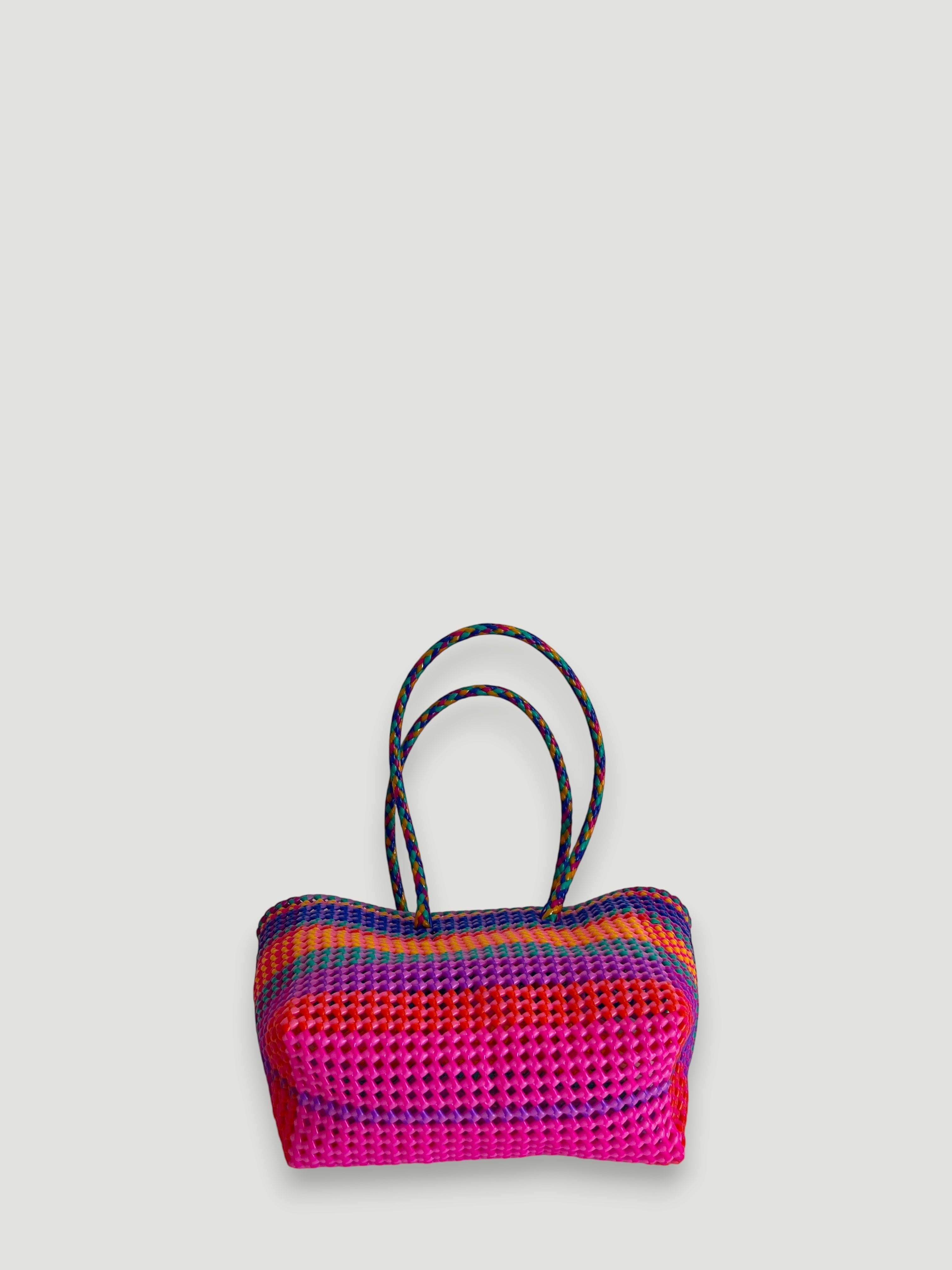 N°499M - SAC PANIER TRESSÉ MAIN - MOYEN - multicolors