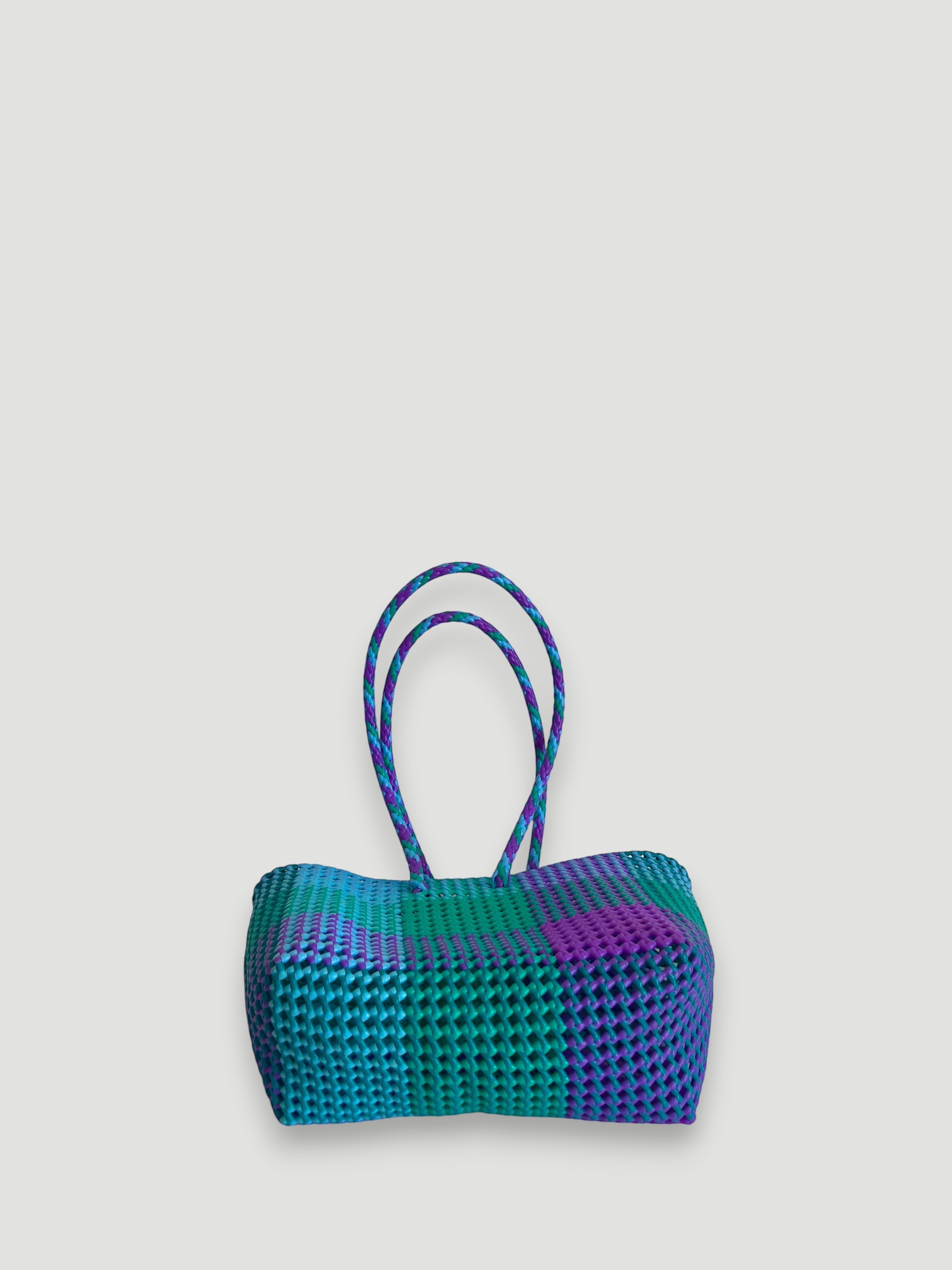 N°500M - SAC PANIER TRESSÉ MAIN - MOYEN - multicolors