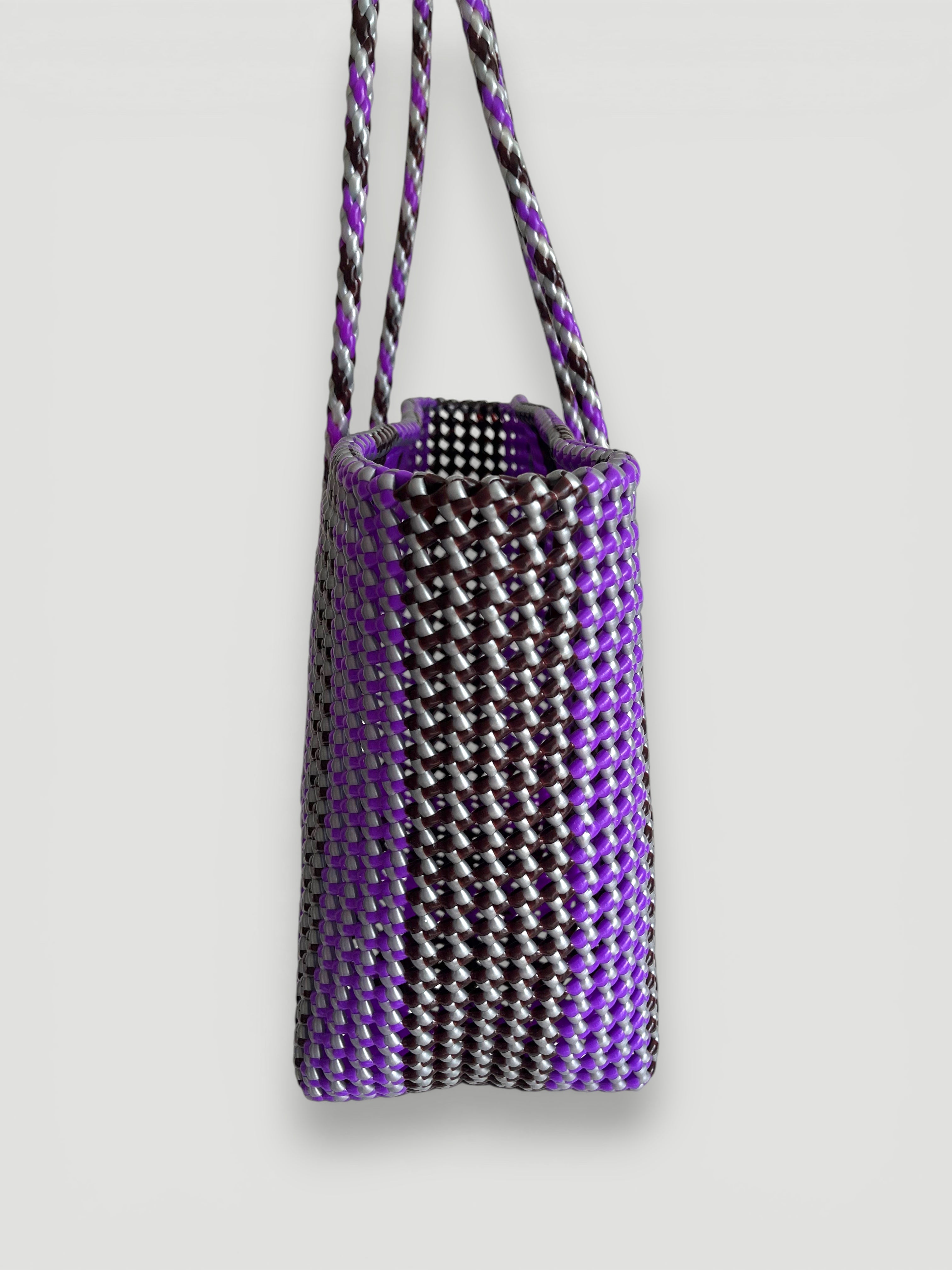 N°261L bis - SAC PANIER TRESSÉ MAIN - GRAND - multicolors