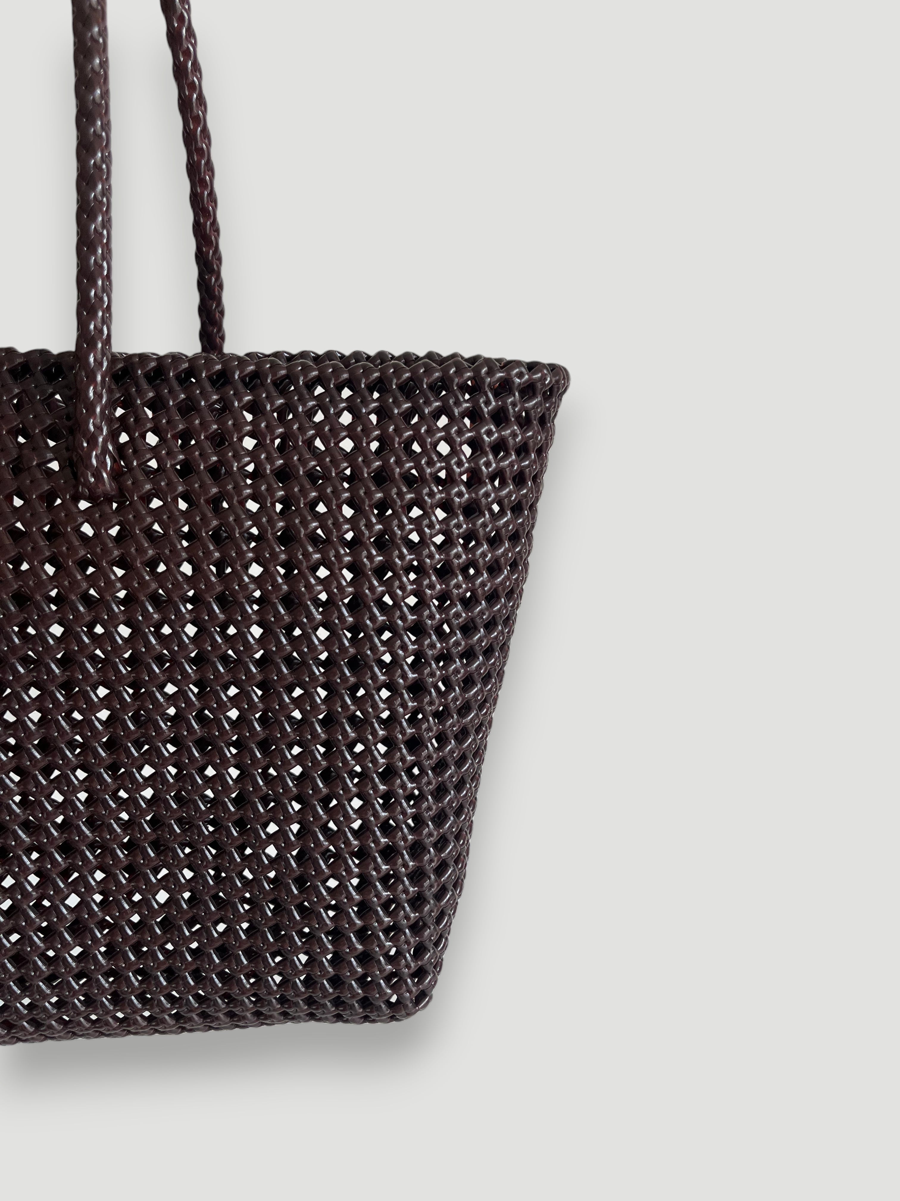 N°266L - SAC PANIER TRESSÉ MAIN - GRAND - marron