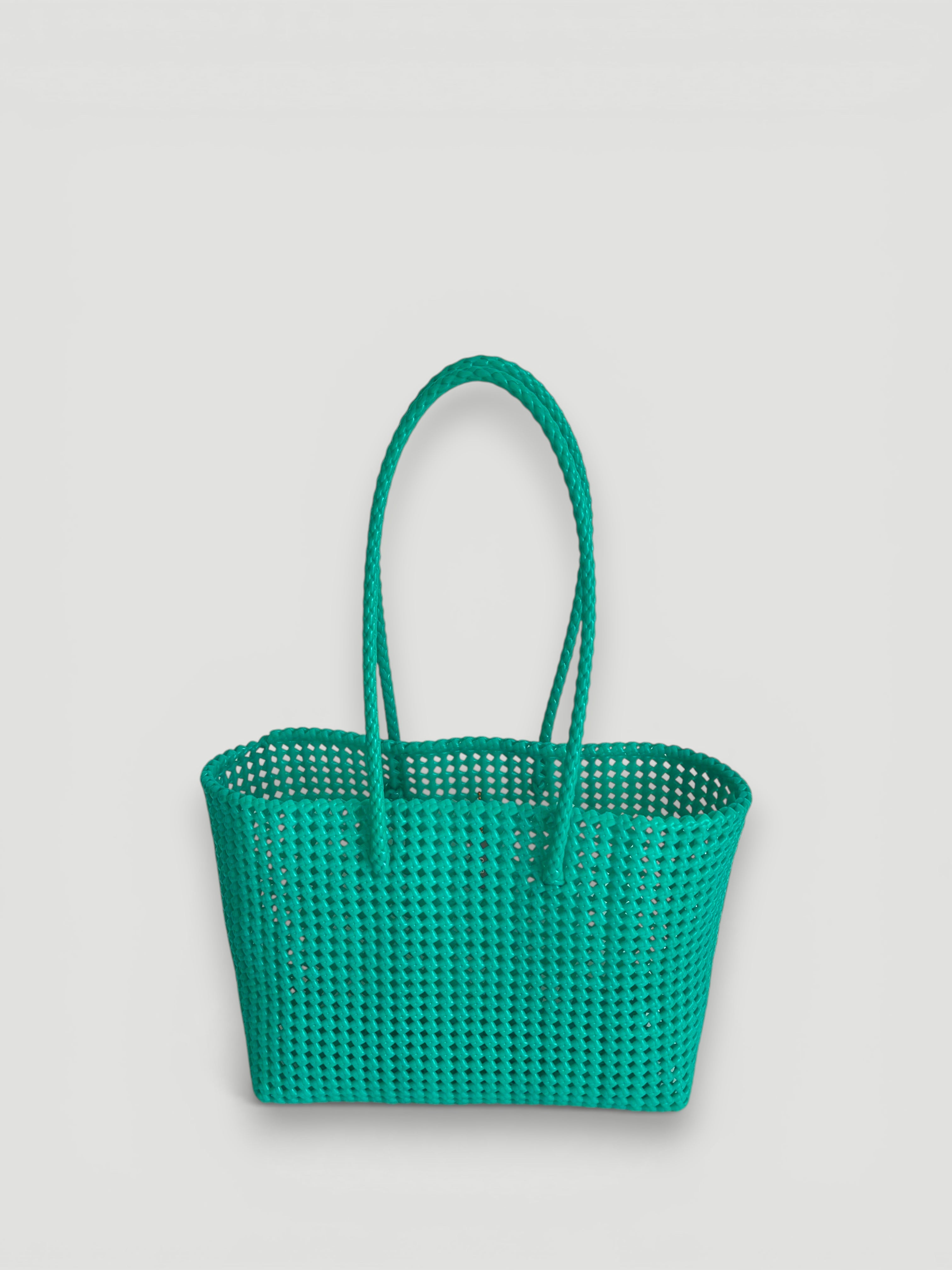 N°46L - SAC PANIER TRESSÉ MAIN - GRAND - turquoise