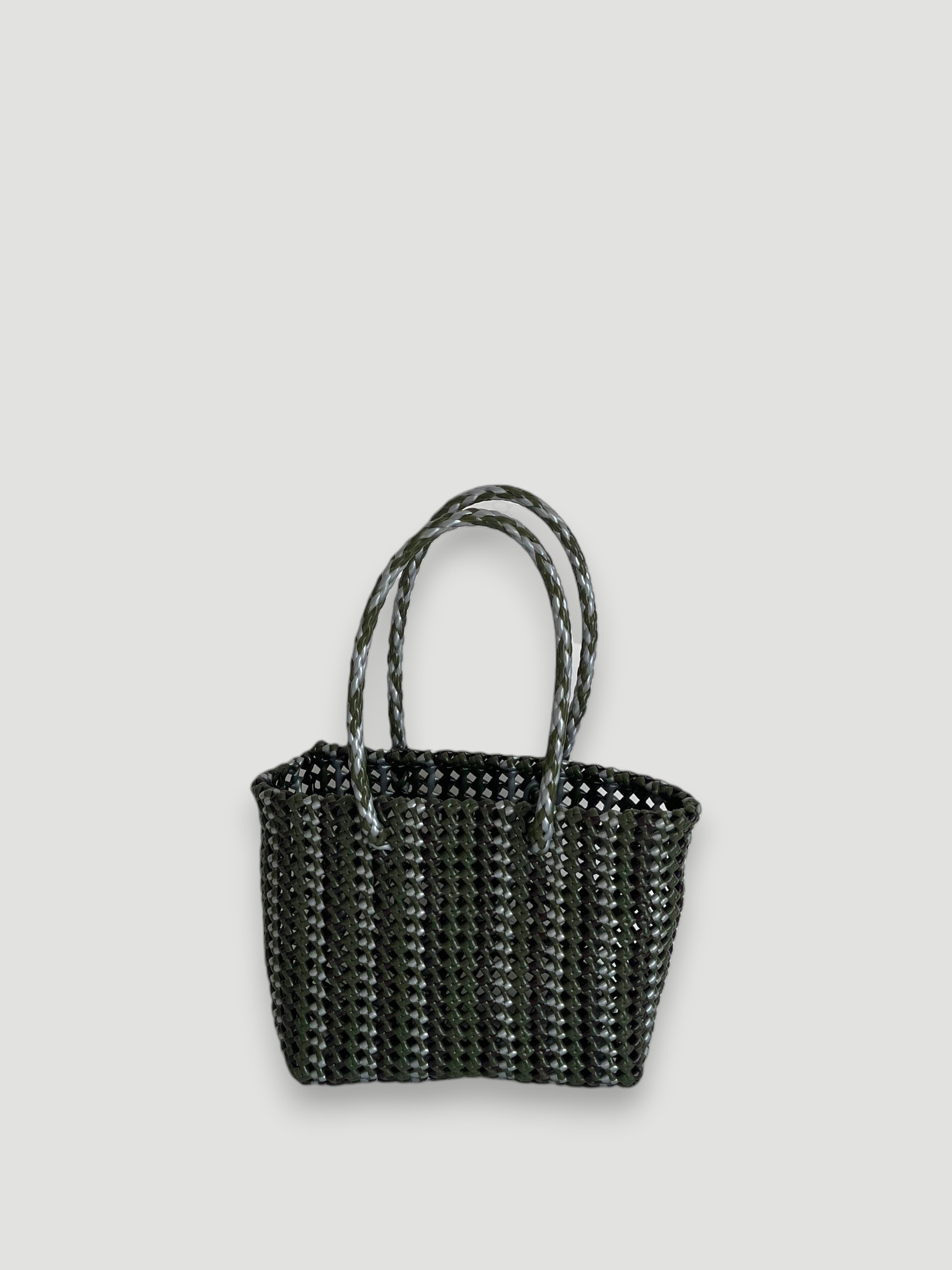 N°255S - SAC PANIER TRESSÉ MAIN - PETIT - multicolors