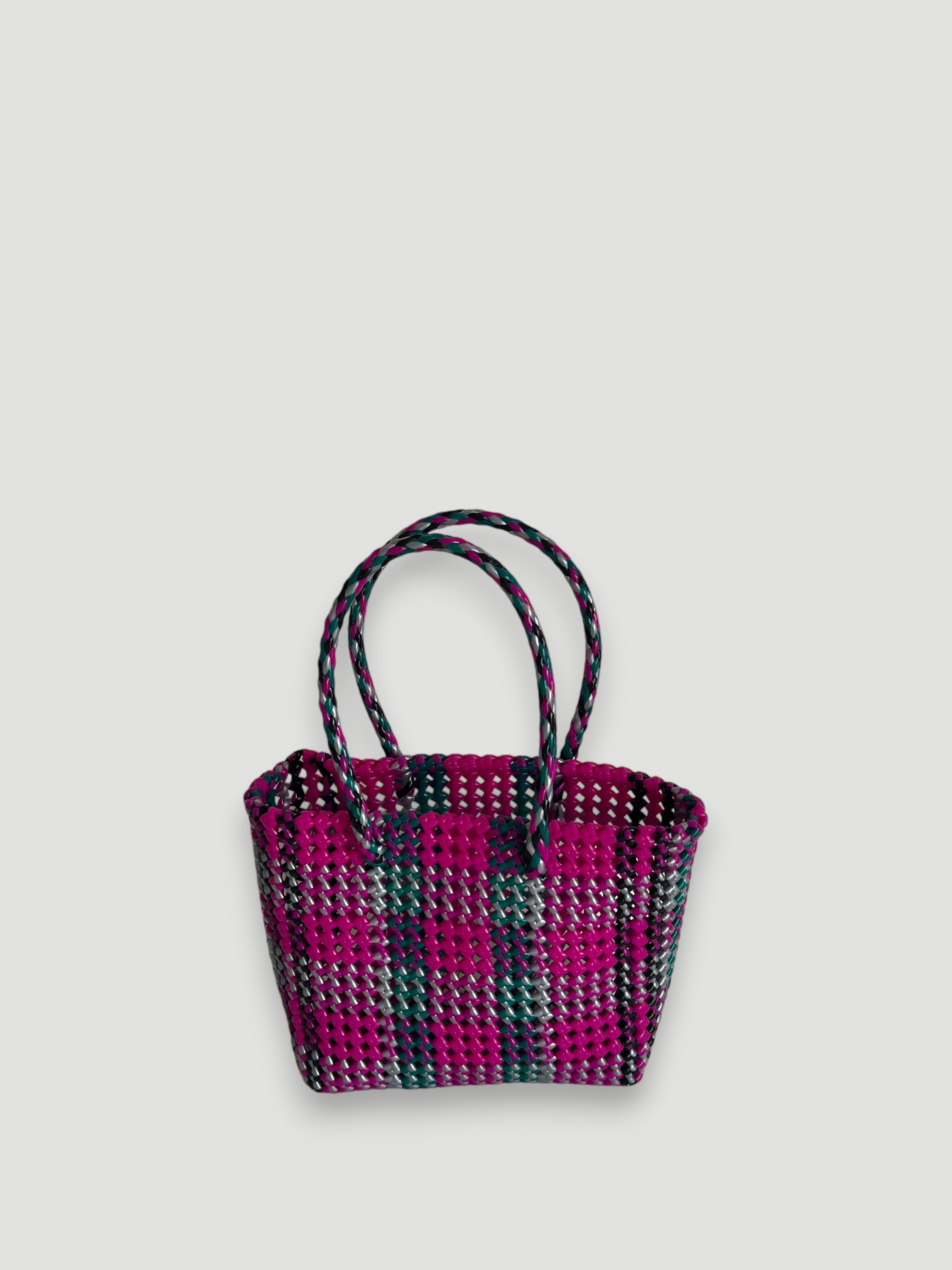 N°508S - SAC PANIER TRESSÉ MAIN - PETIT - multicolors