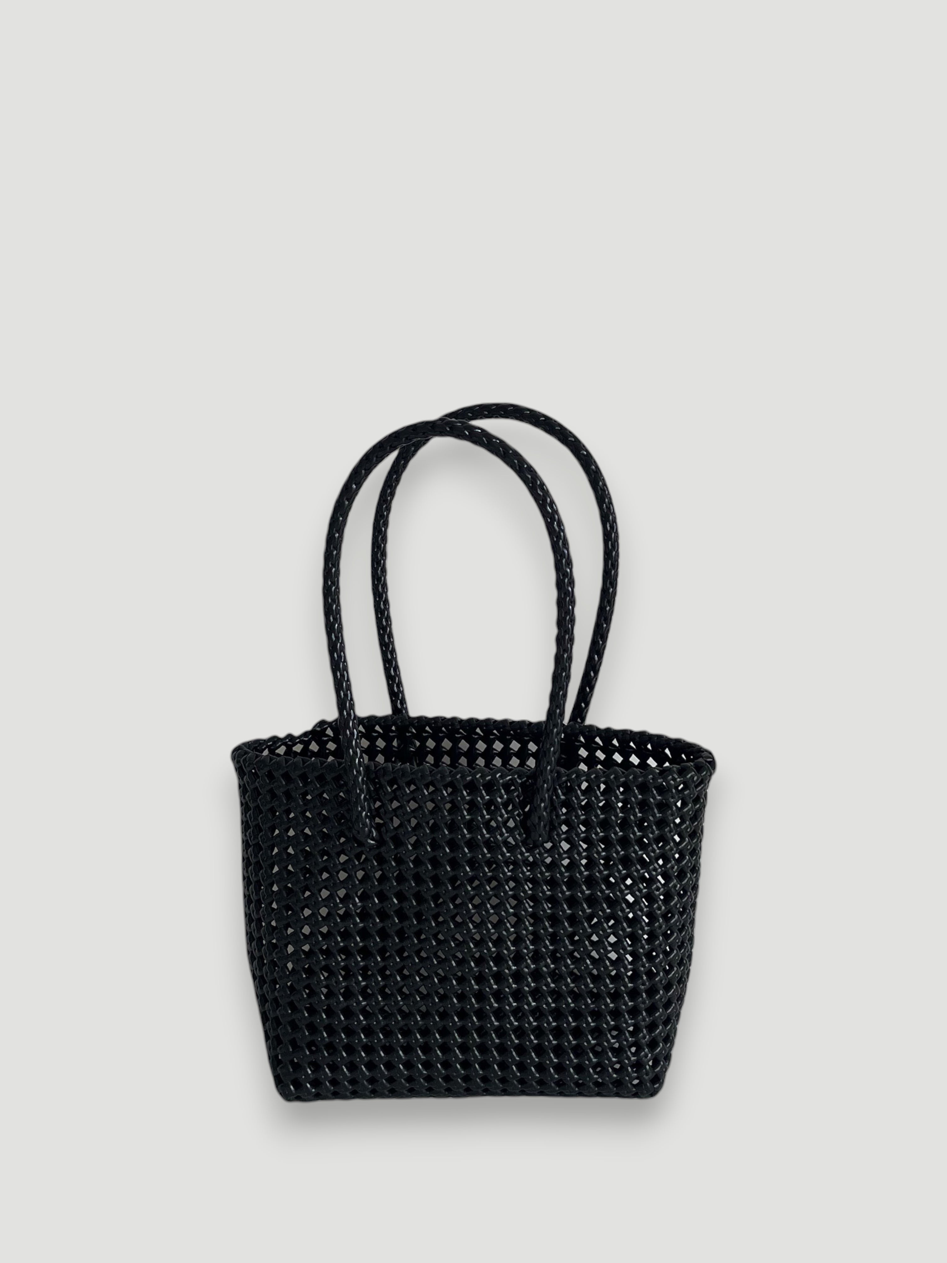 No. 47S - Hand-braided basket bag - small - black