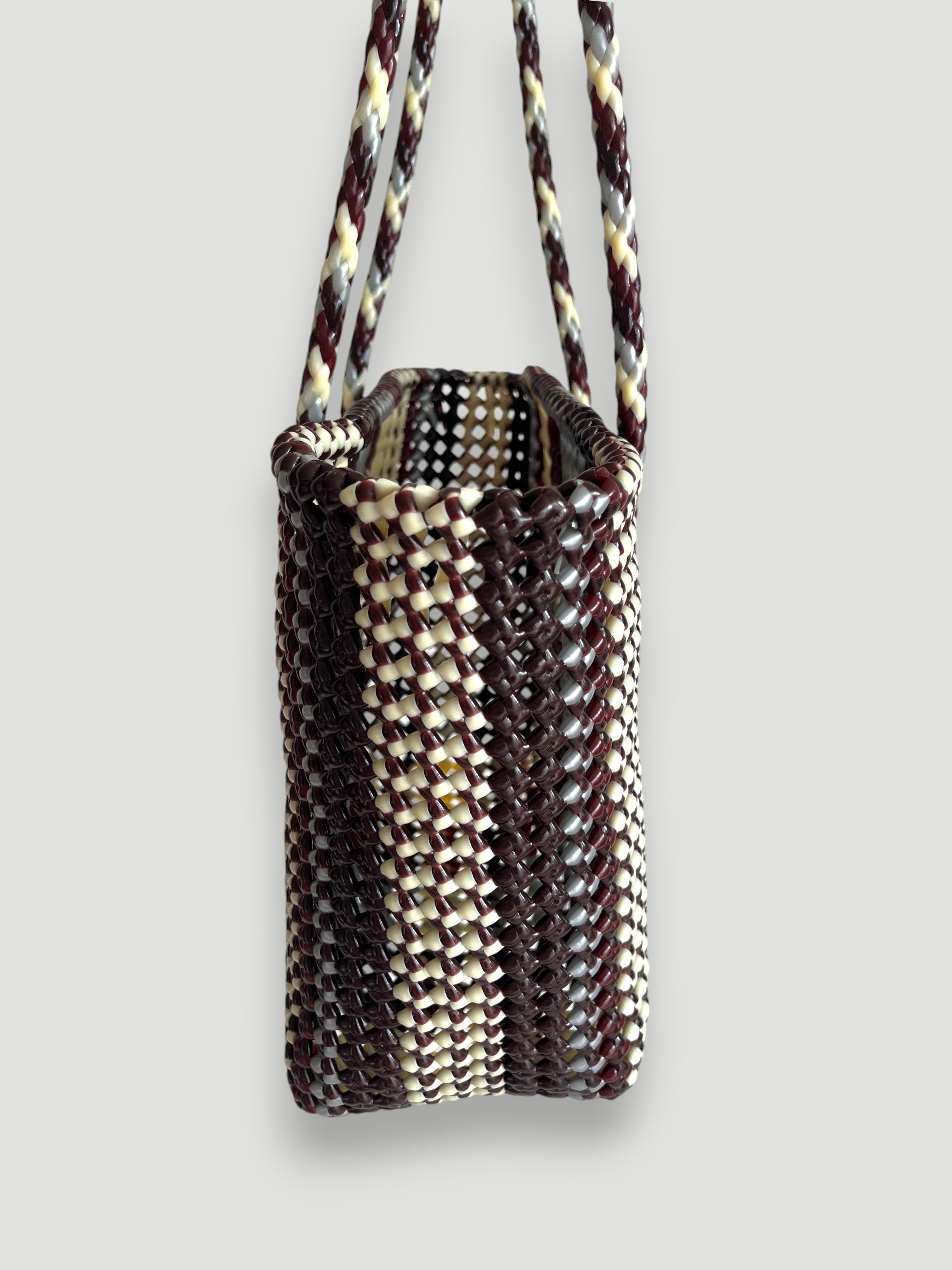 N°302M - SAC PANIER TRESSÉ MAIN - MOYEN - multicolors