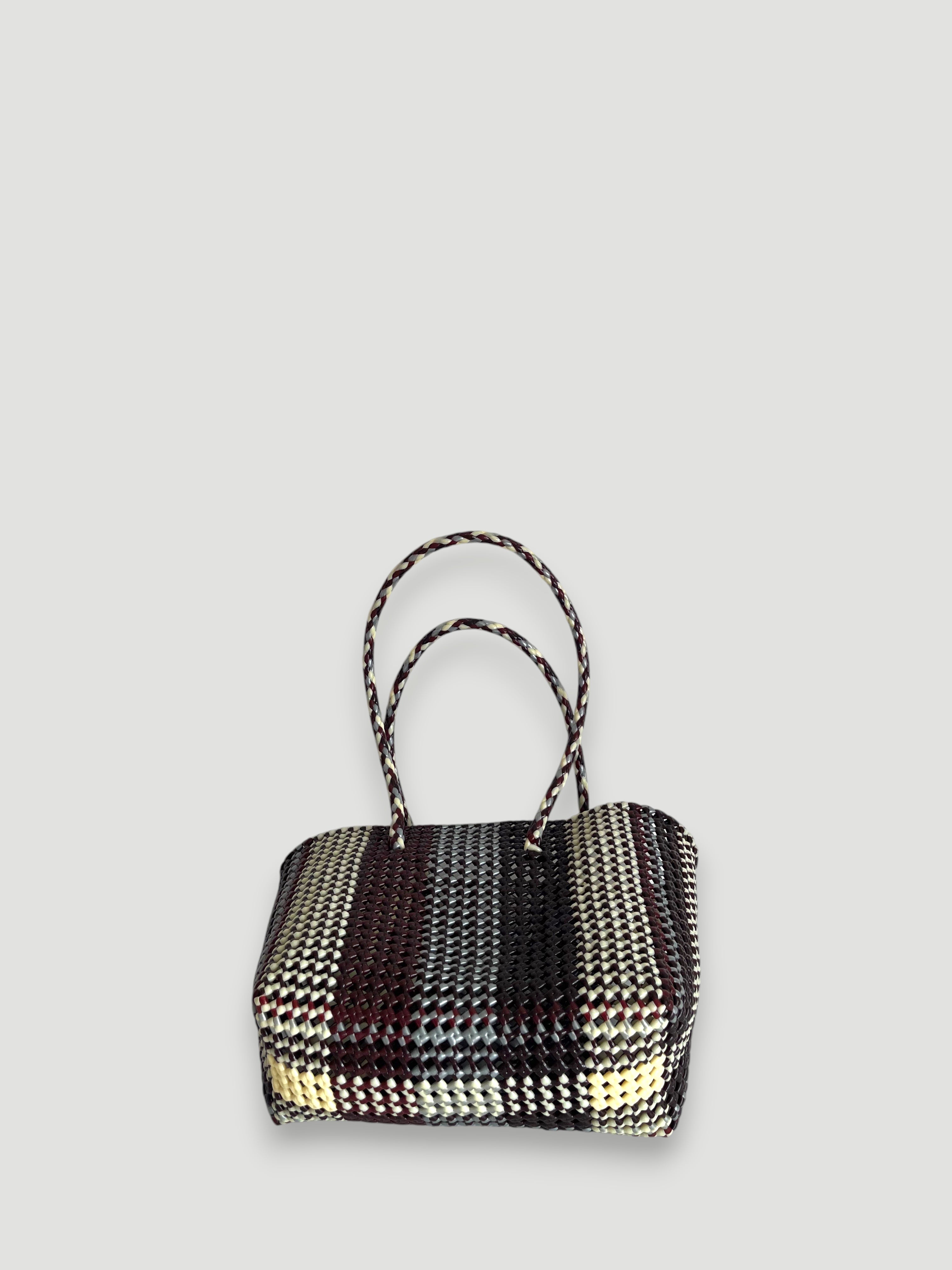 N°302M - SAC PANIER TRESSÉ MAIN - MOYEN - multicolors