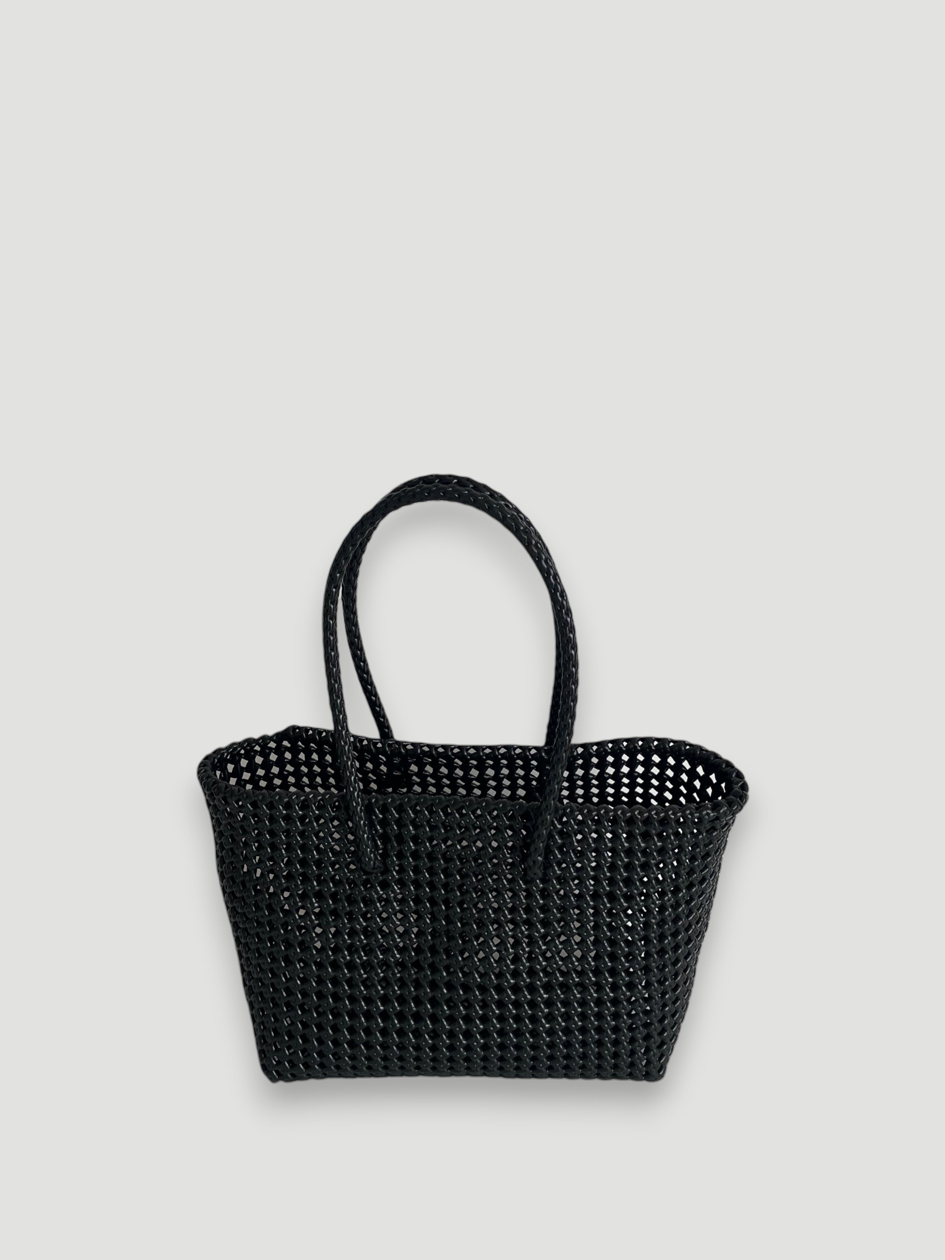 N°47M - SAC PANIER TRESSÉ MAIN - MOYEN - noir