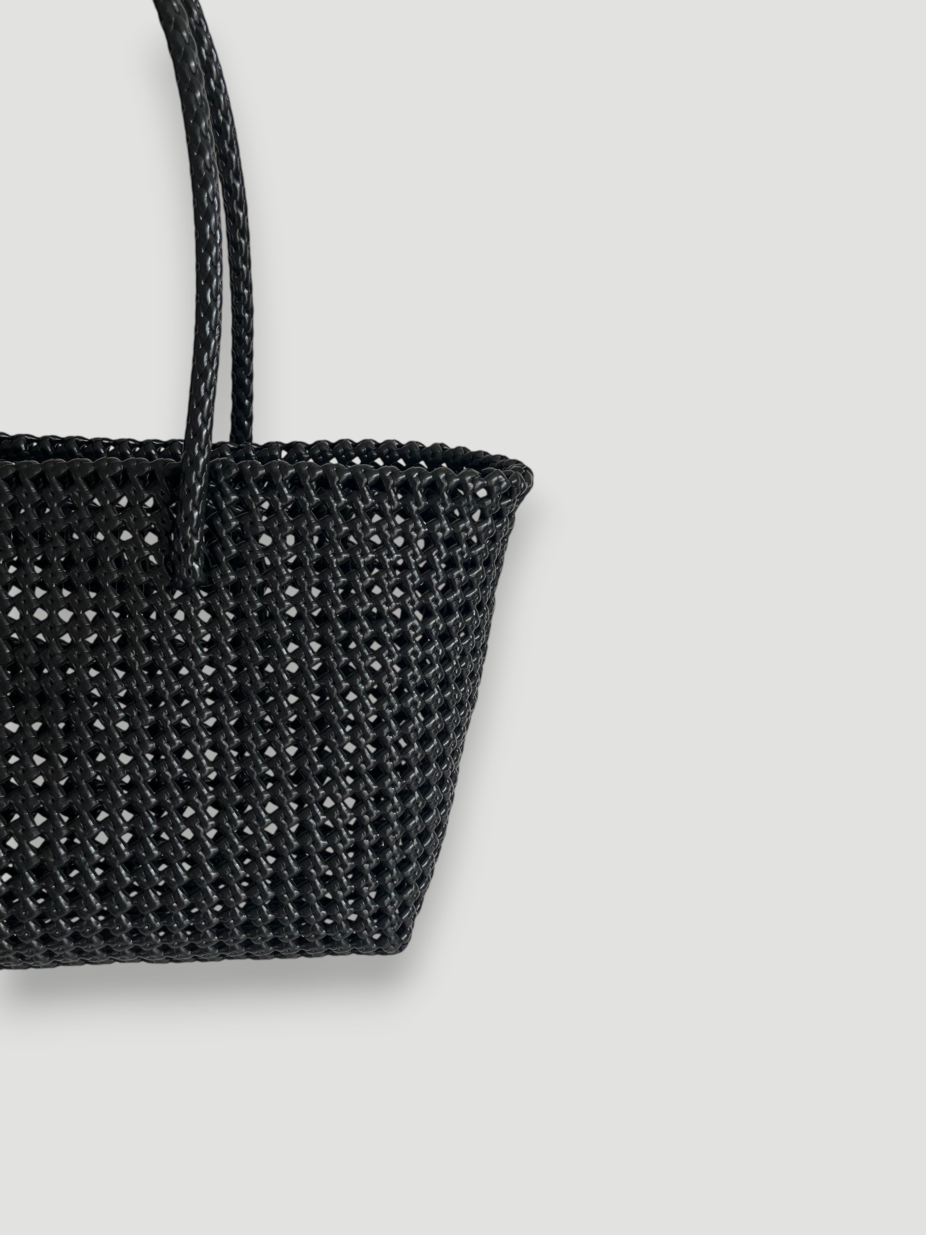 N°47M - SAC PANIER TRESSÉ MAIN - MOYEN - noir