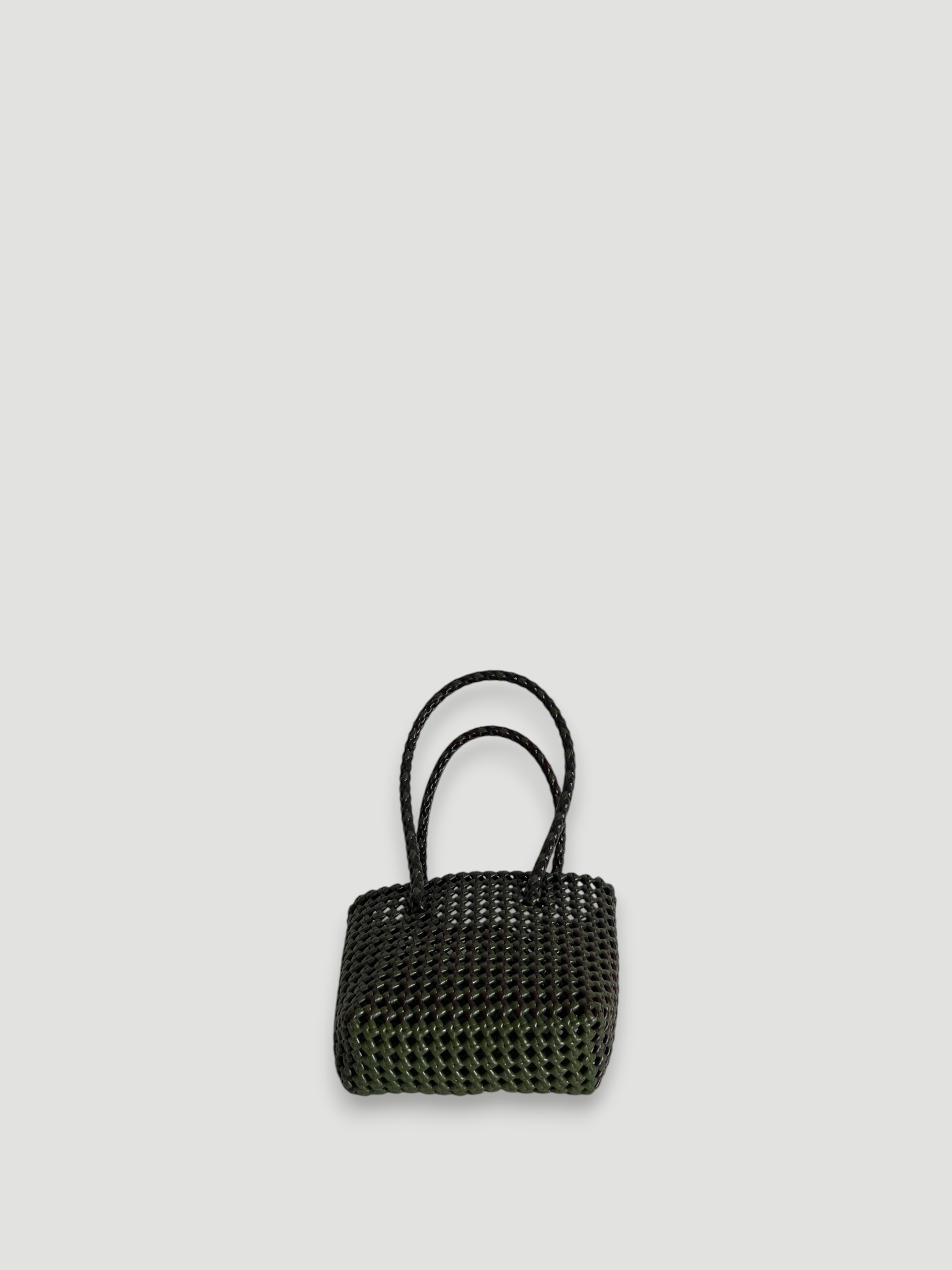 No. 254XS - Hand-braided basket bag - mini - brown & khaki