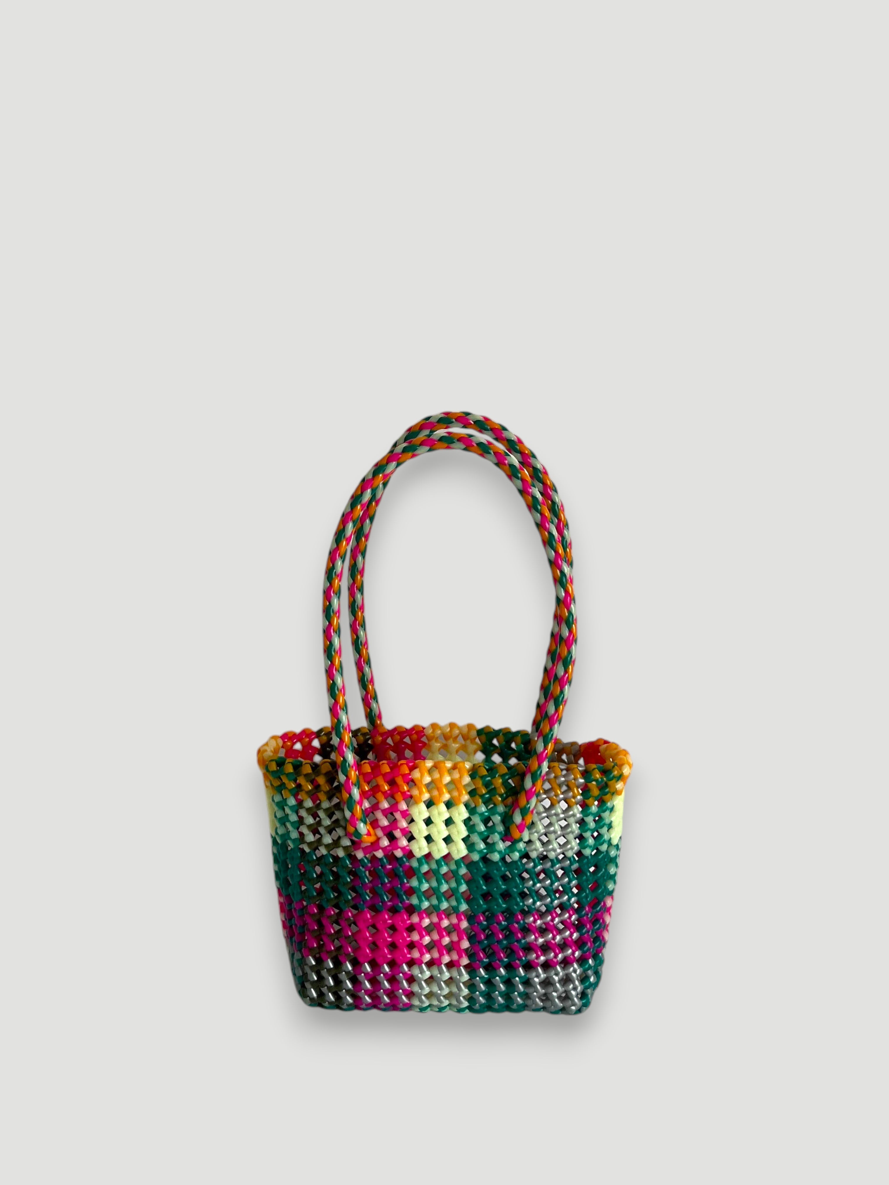 N°515XS - SAC PANIER TRESSÉ MAIN - MINI - multicolors