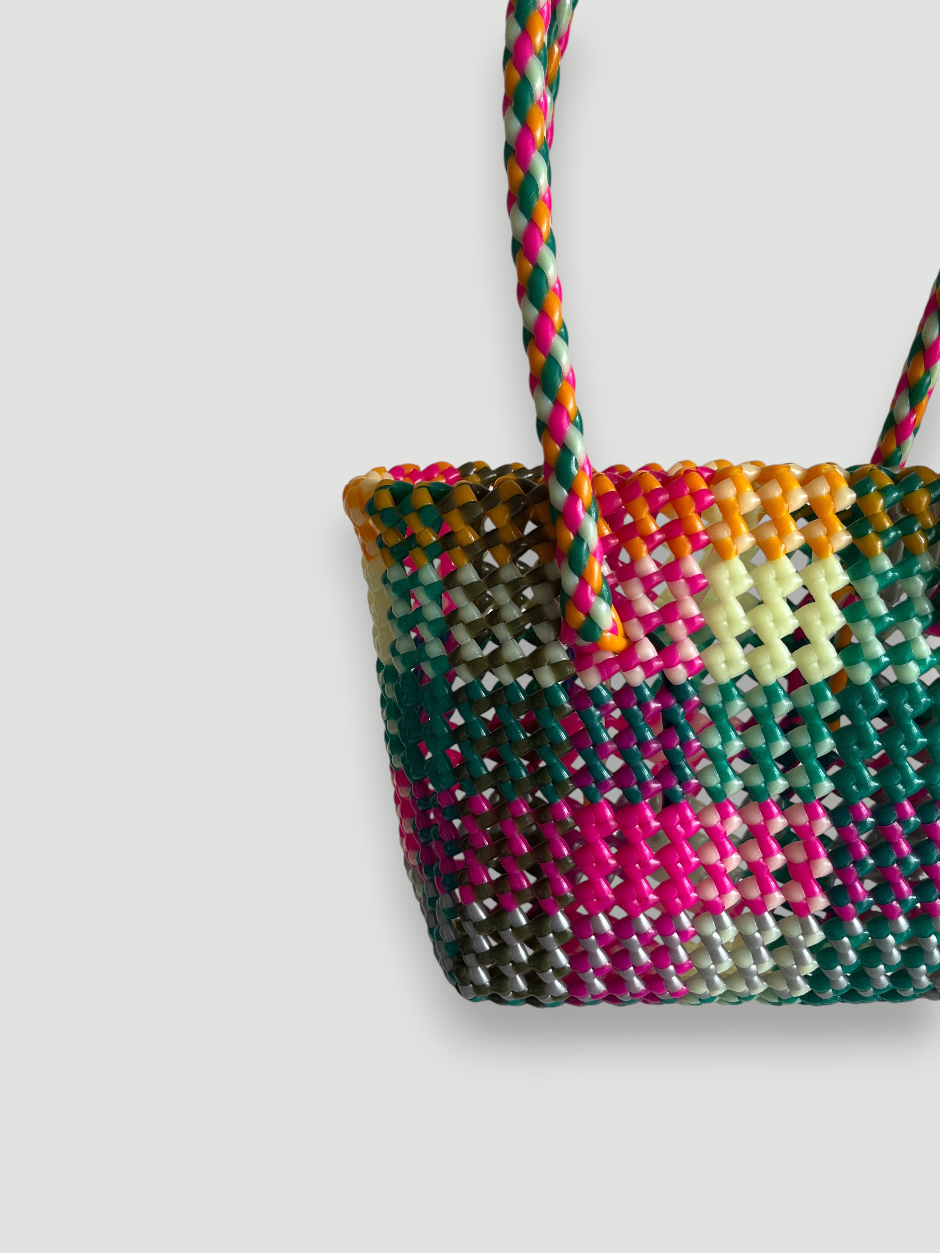 N°515XS - SAC PANIER TRESSÉ MAIN - MINI - multicolors