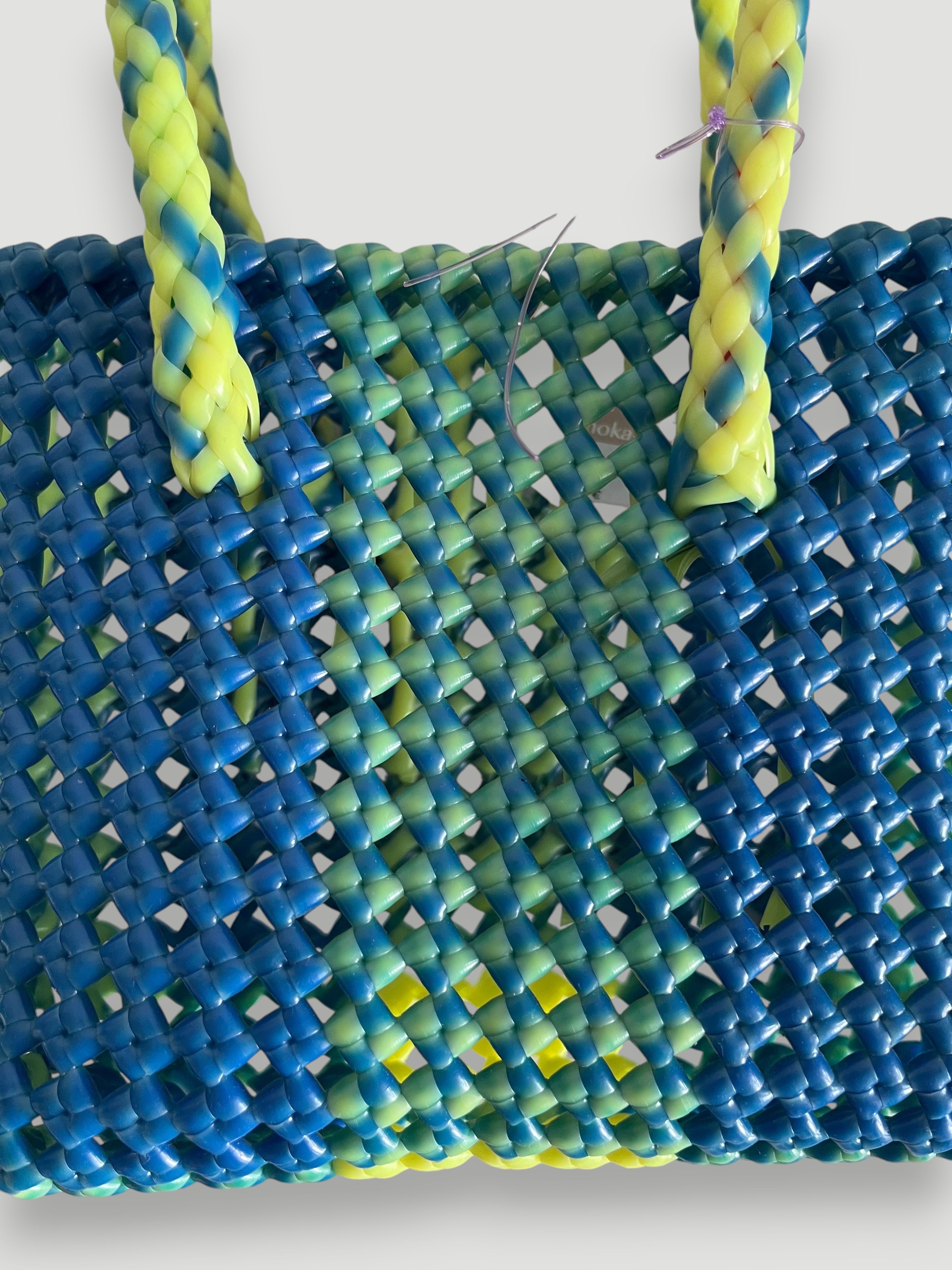 No. 121XS - IMPERFECT BASKET BAG - MINI - neon yellow & dark blue