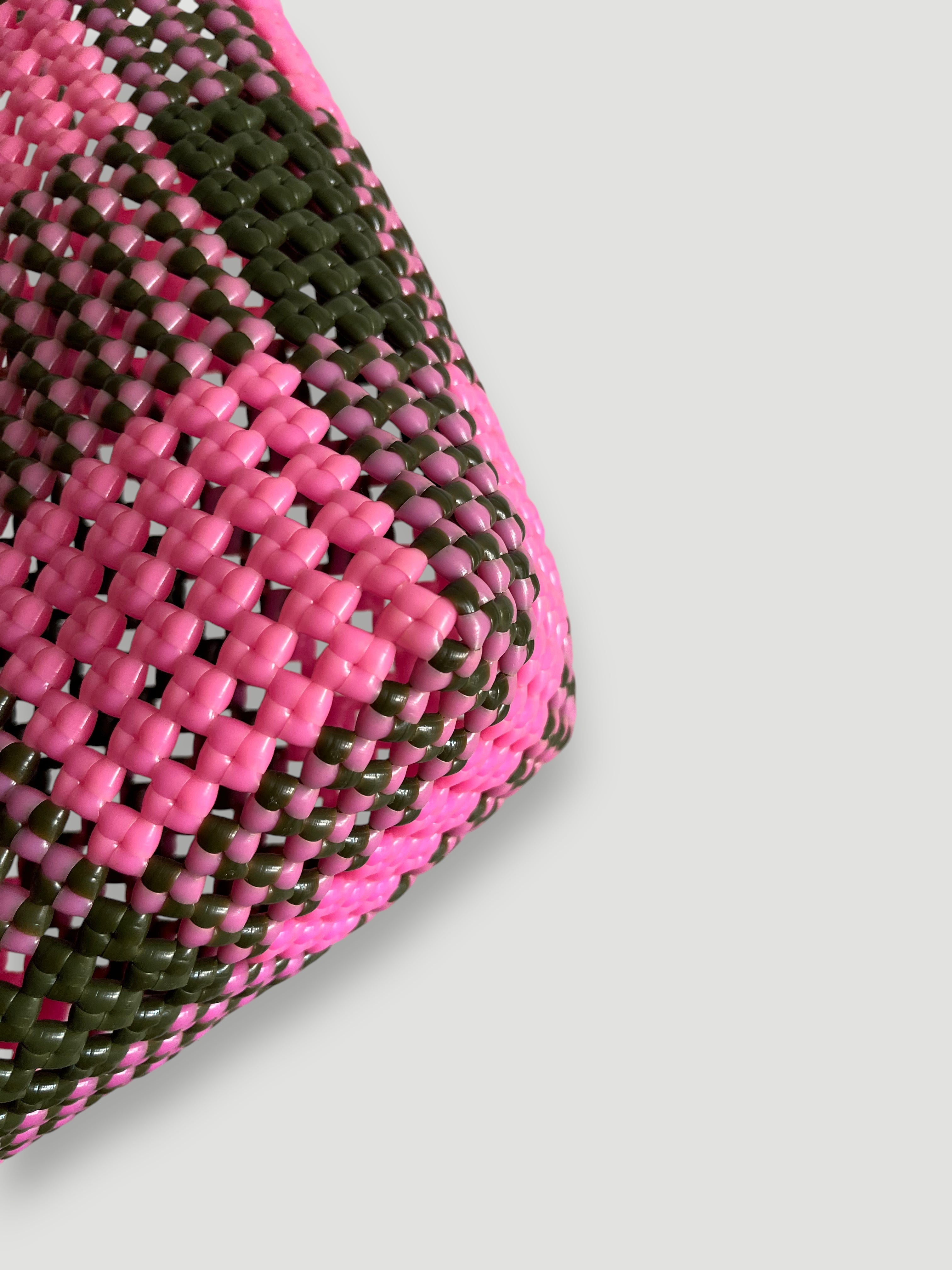 N°23S bis - SAC PANIER IMPARFAIT - PETIT - kaki & rose clair
