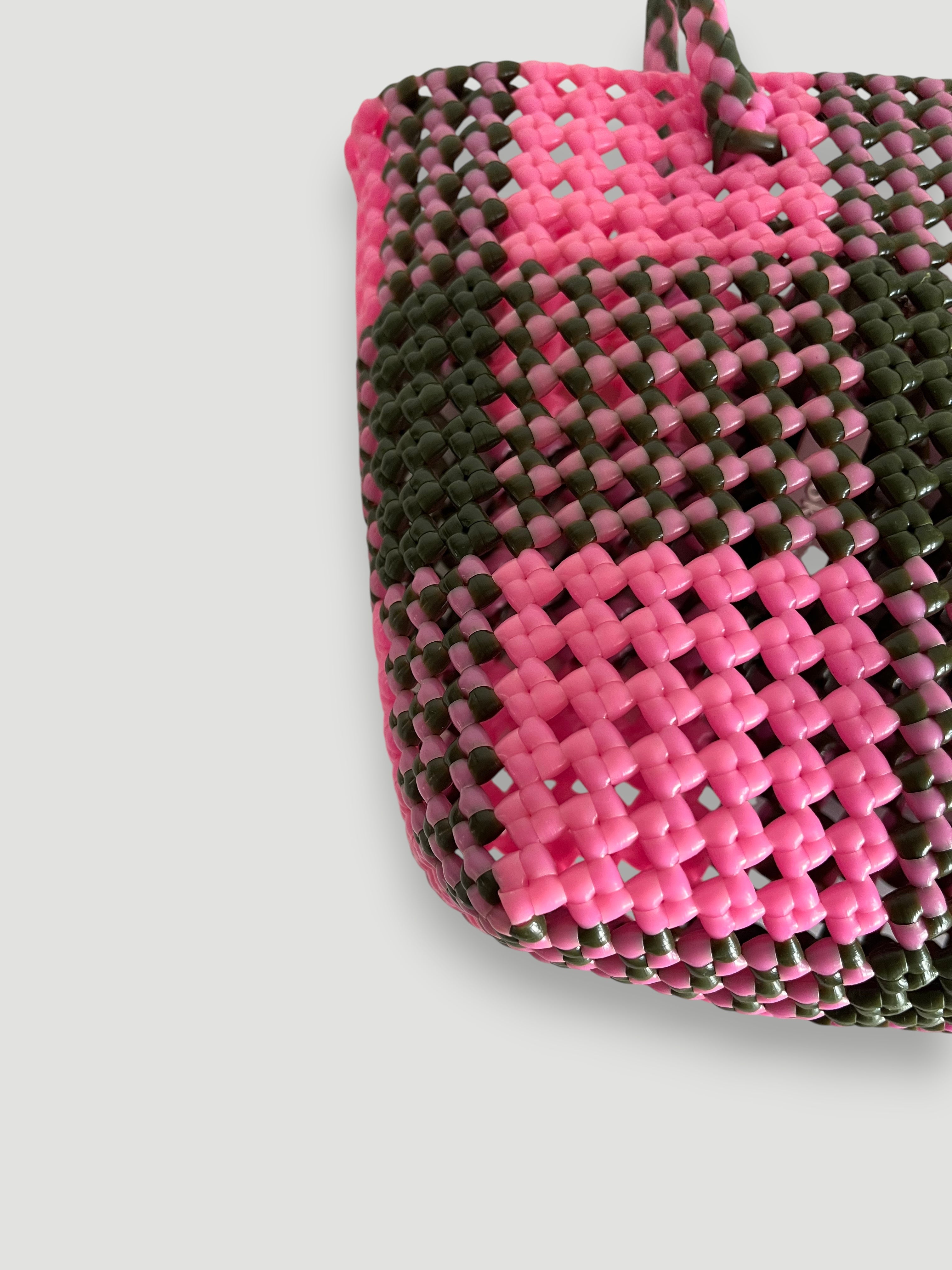 No. 23S bis - IMPERFECT BASKET BAG - SMALL - khaki & light pink