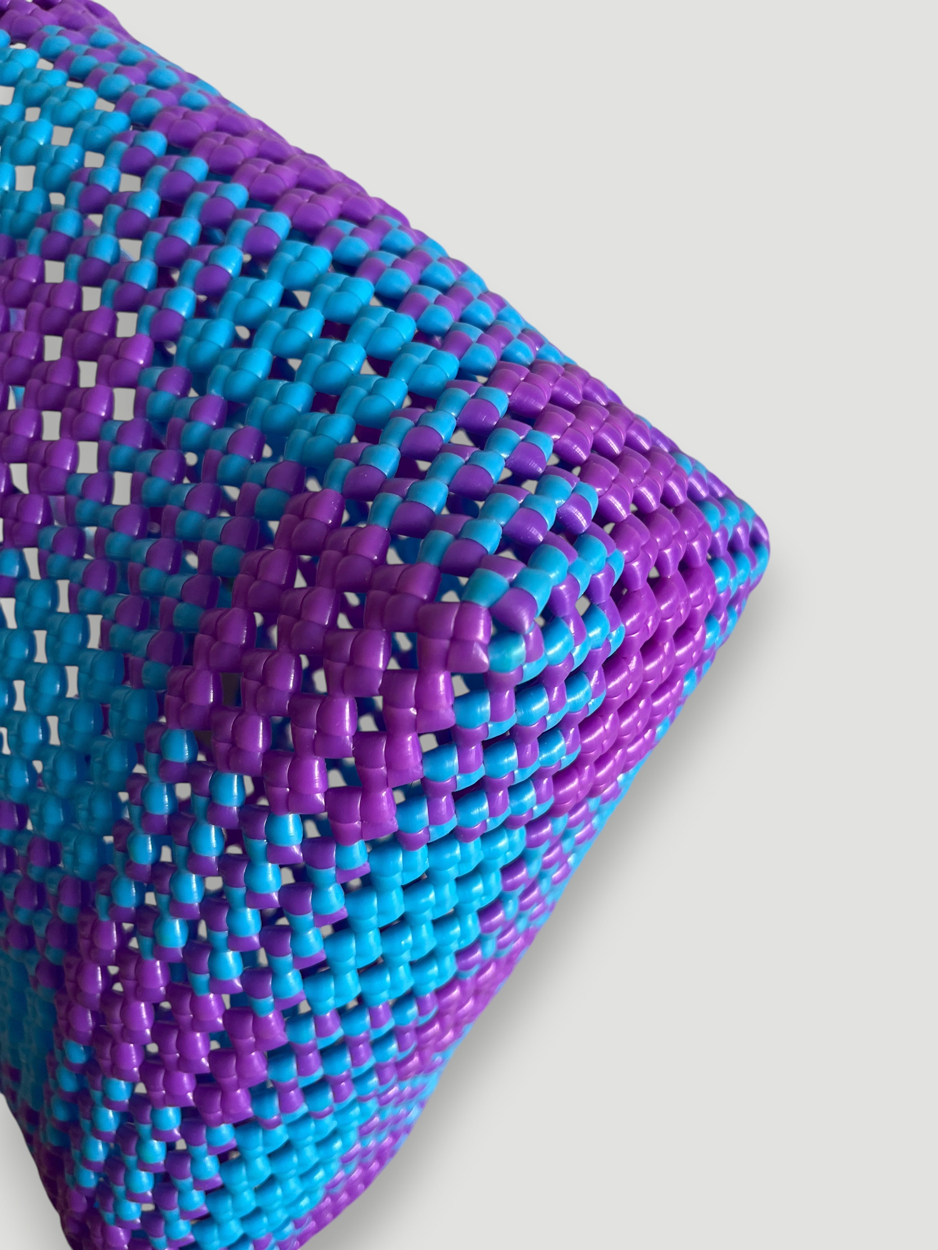 No. 4S - IMPERFECT BASKET BAG - SMALL - light blue & purple