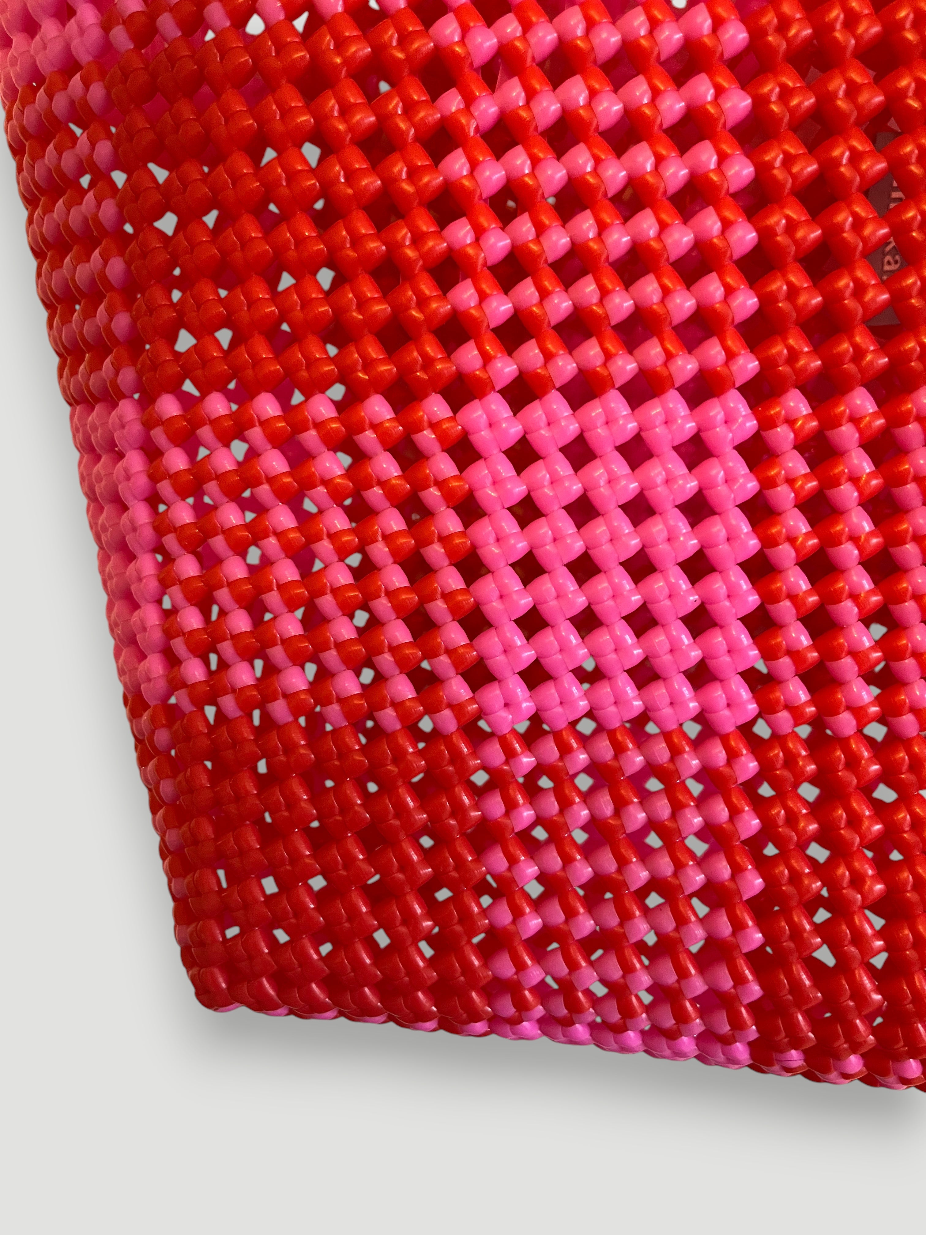 No. 12L - IMPERFECT BASKET BAG - LARGE - light pink & red