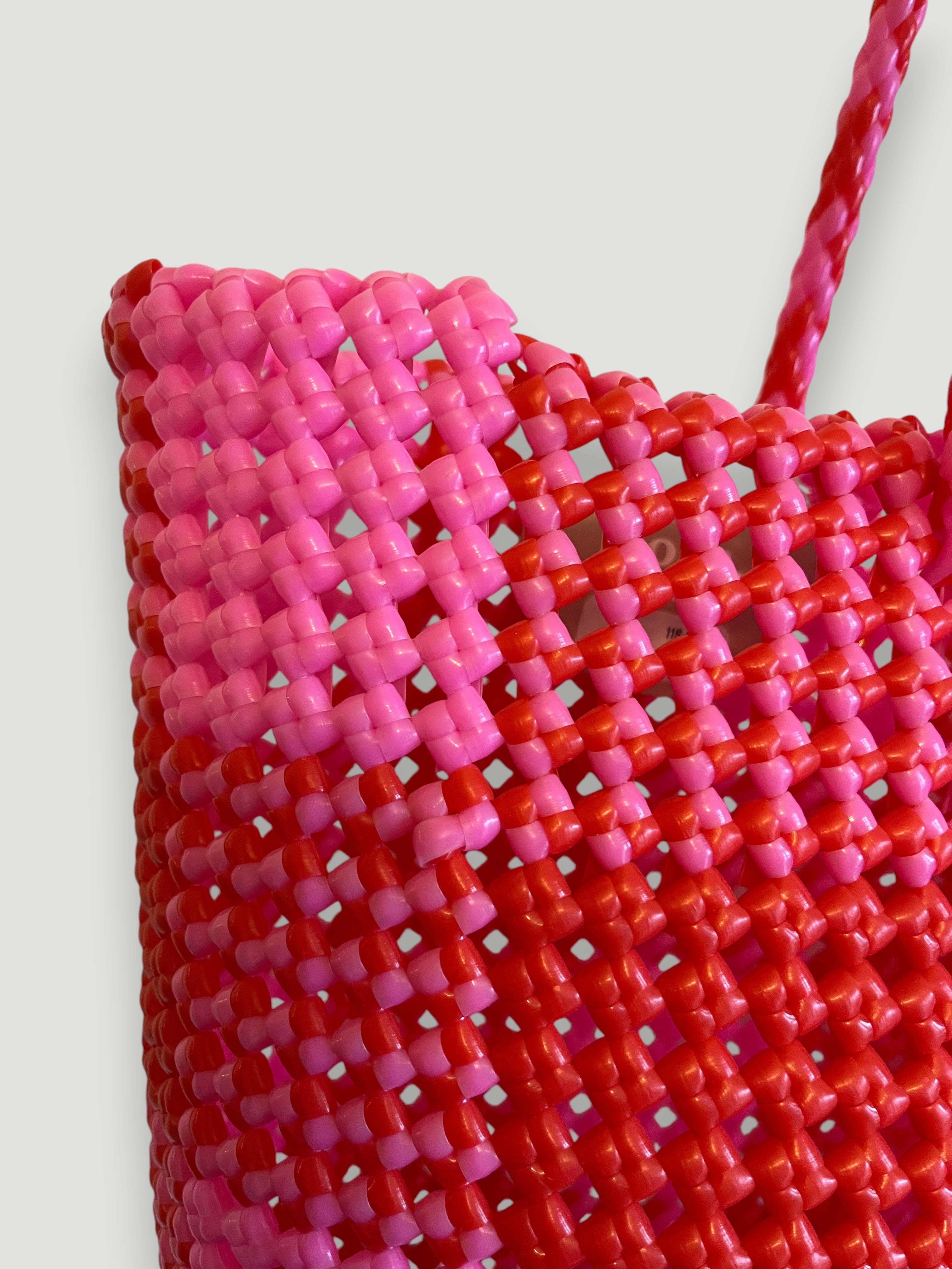 No. 12L - IMPERFECT BASKET BAG - LARGE - light pink & red
