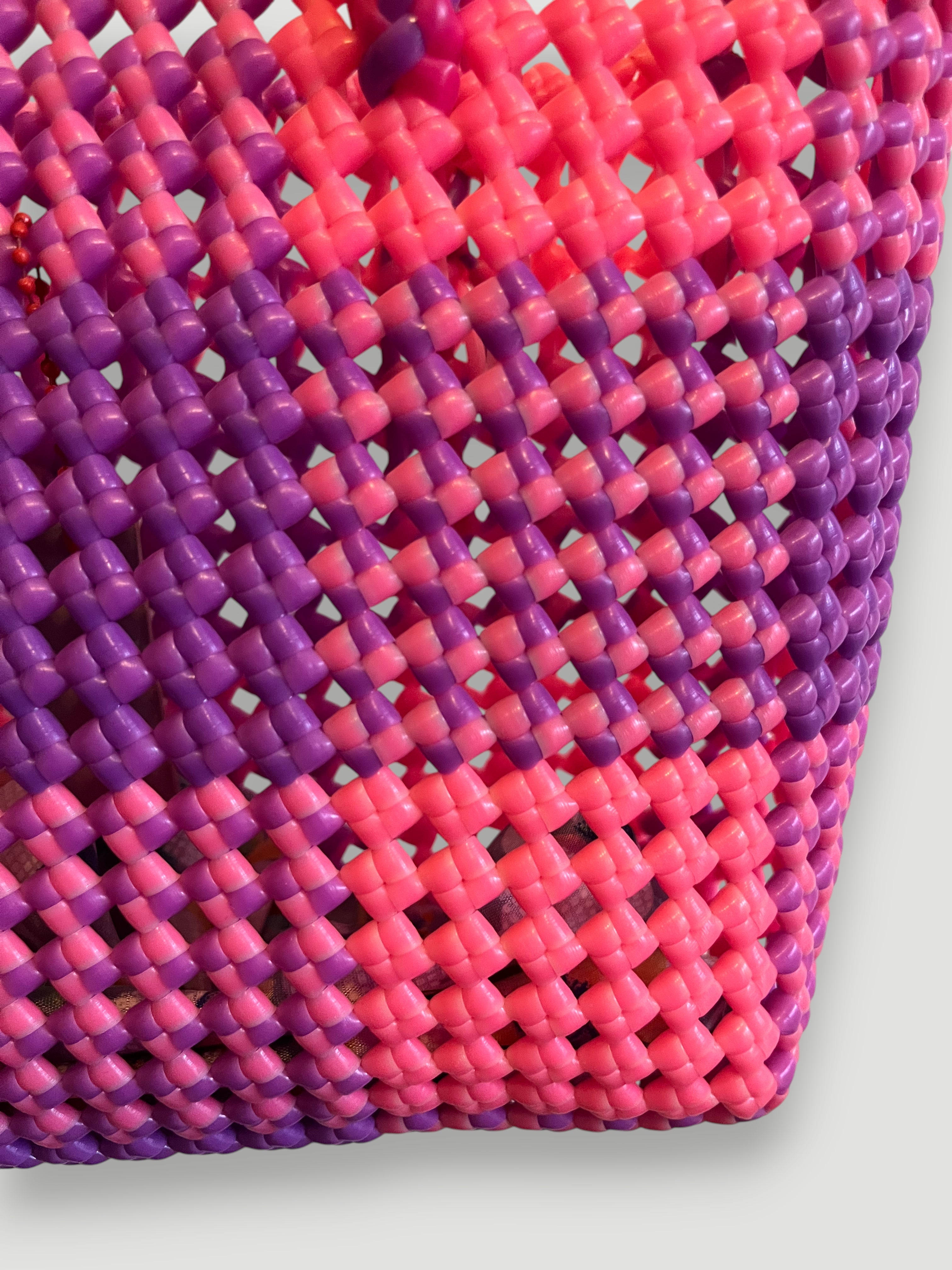 N°88S - SAC PANIER IMPARFAIT - PETIT - rose fluo & violet