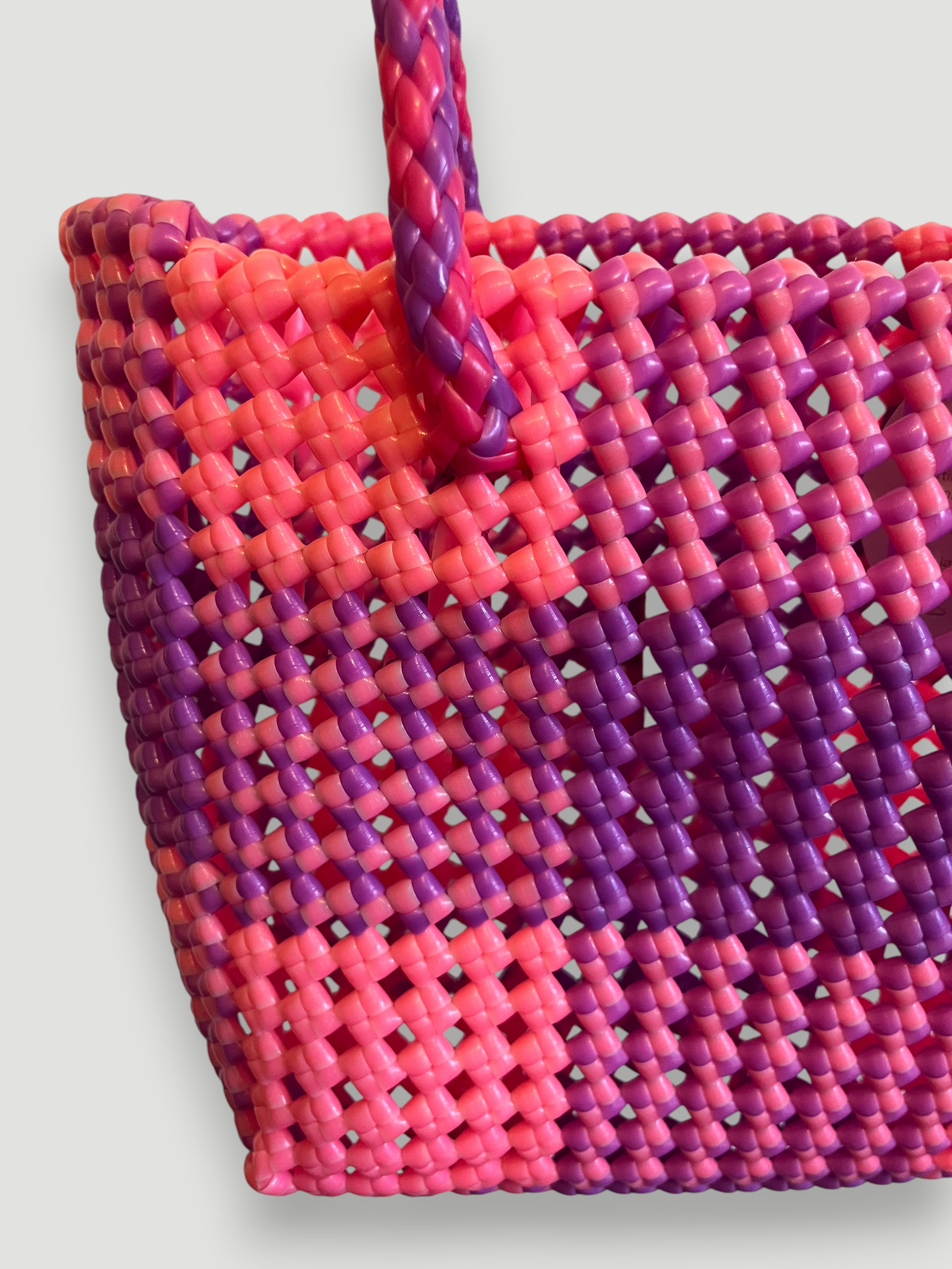 No. 88S - IMPERFECT BASKET BAG - SMALL - neon pink & purple