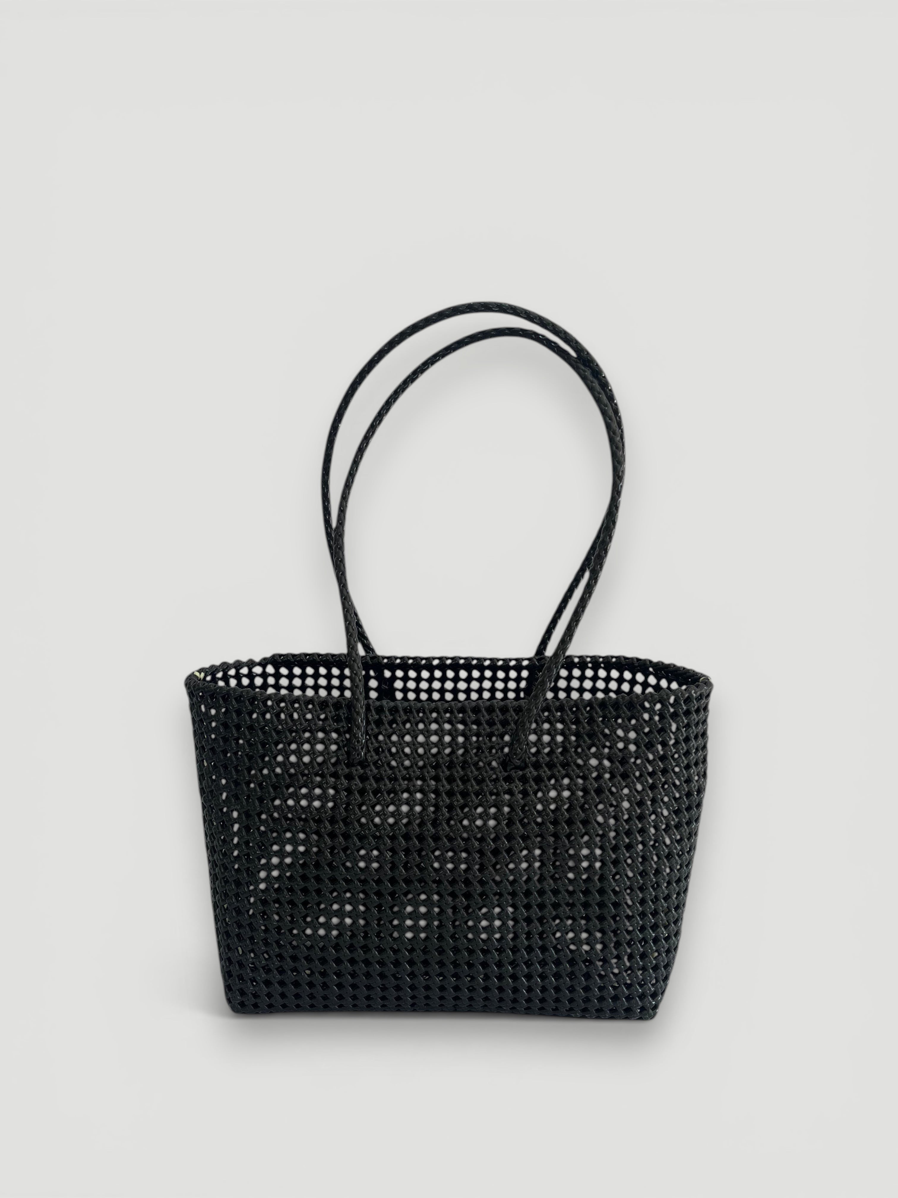 N°47L bis - SAC PANIER TRESSÉ MAIN - GRAND - noir & crème