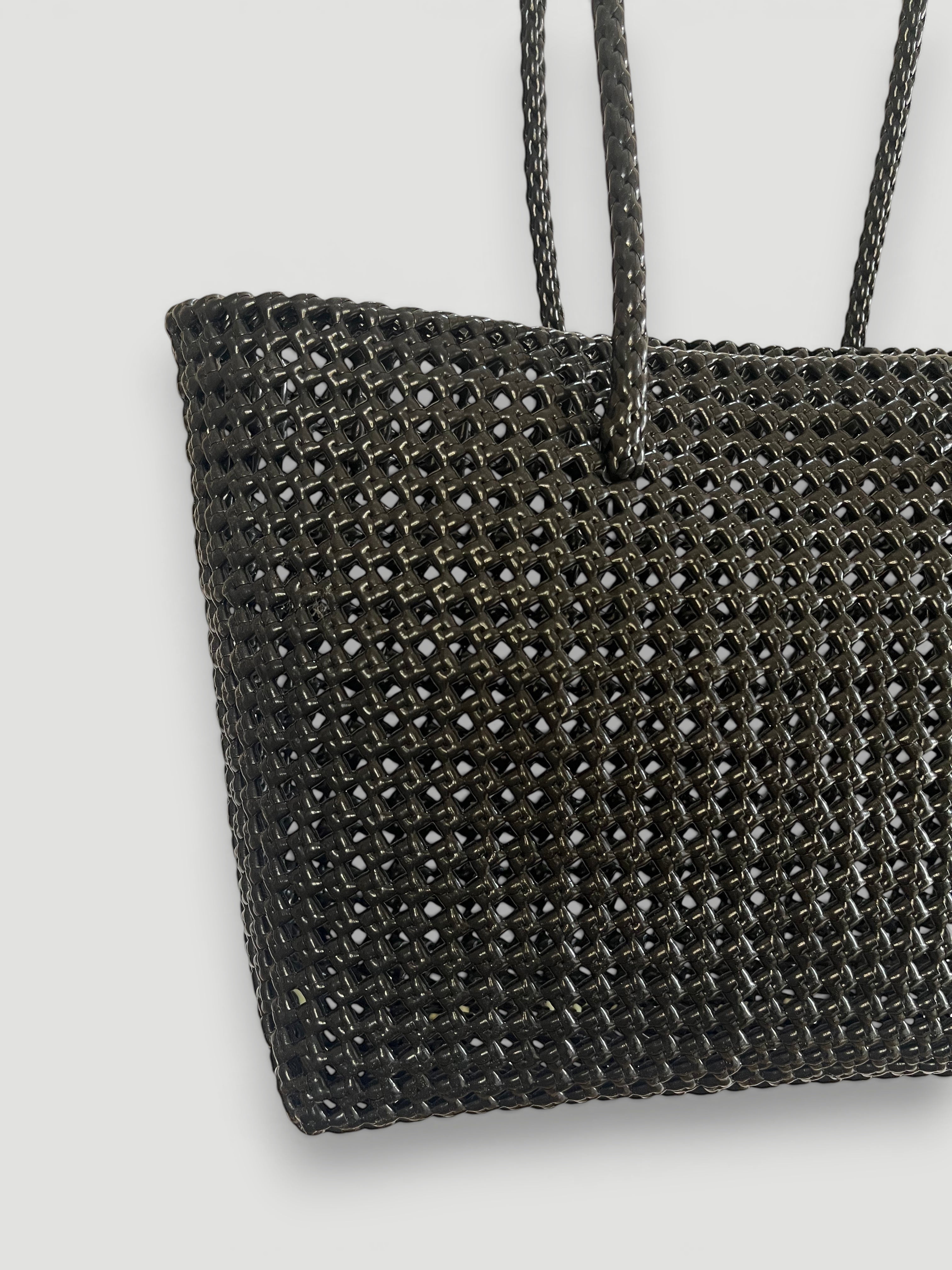 N°47L bis - HAND WOVEN BASKET BAG - LARGE - black & cream
