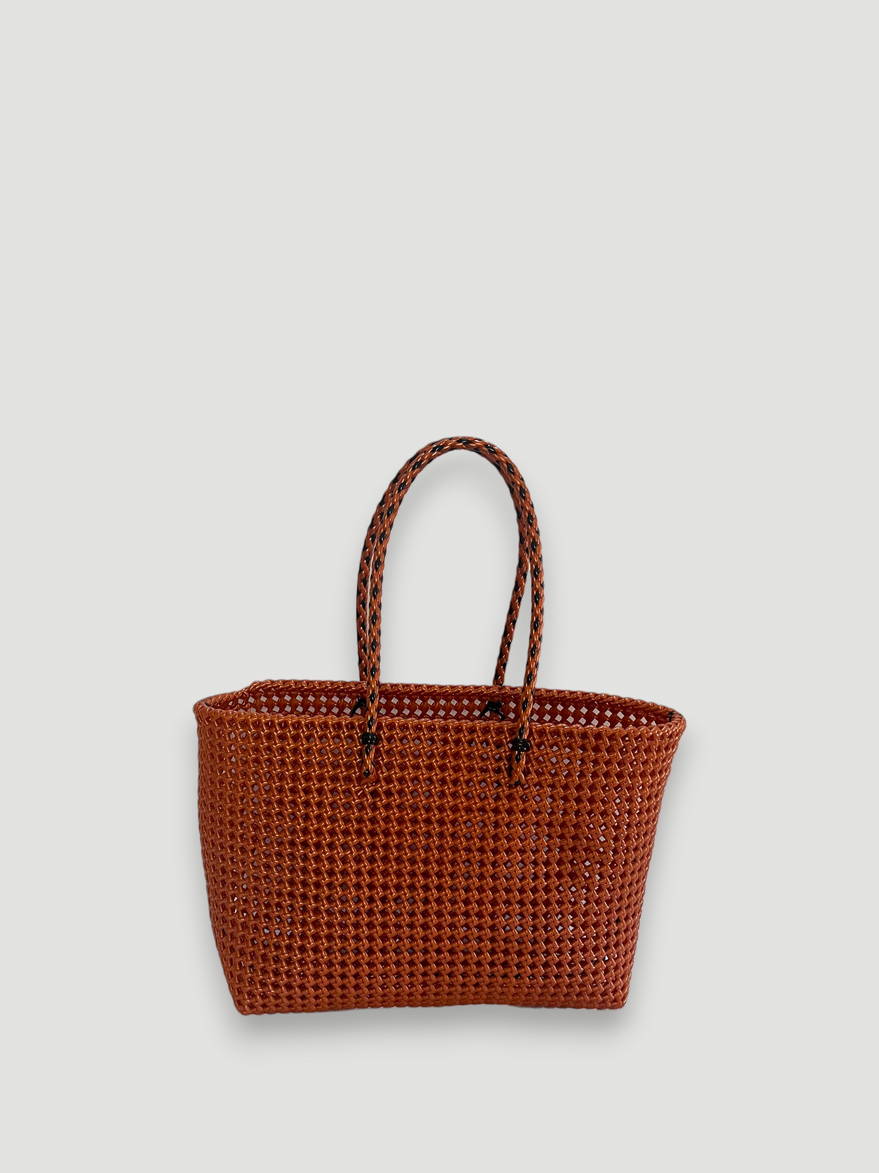 N°315L - SAC PANIER TRESSÉ MAIN - GRAND - Bronze & noir