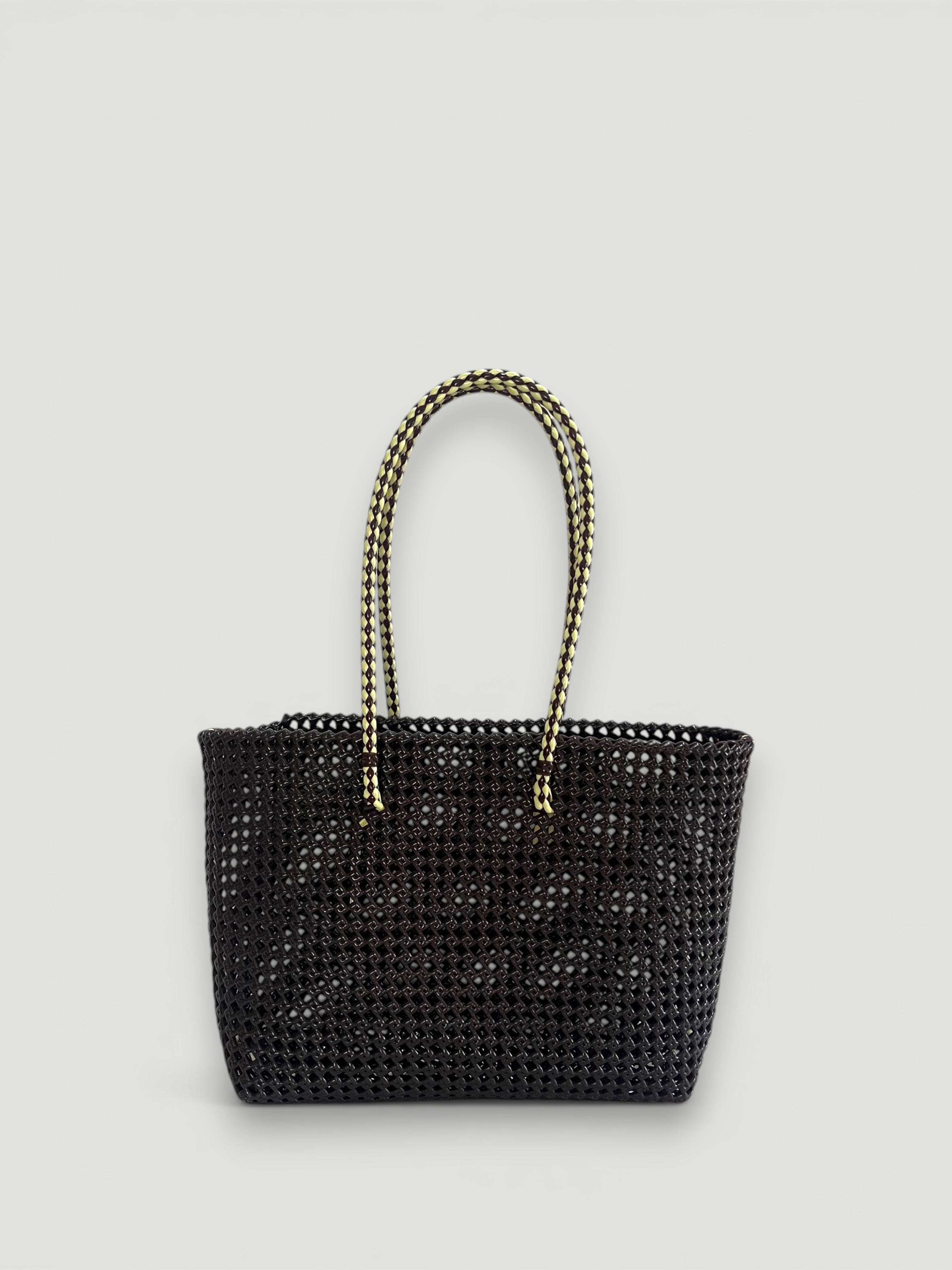 N°266L bis - SAC PANIER TRESSÉ MAIN - GRAND - marron & crème