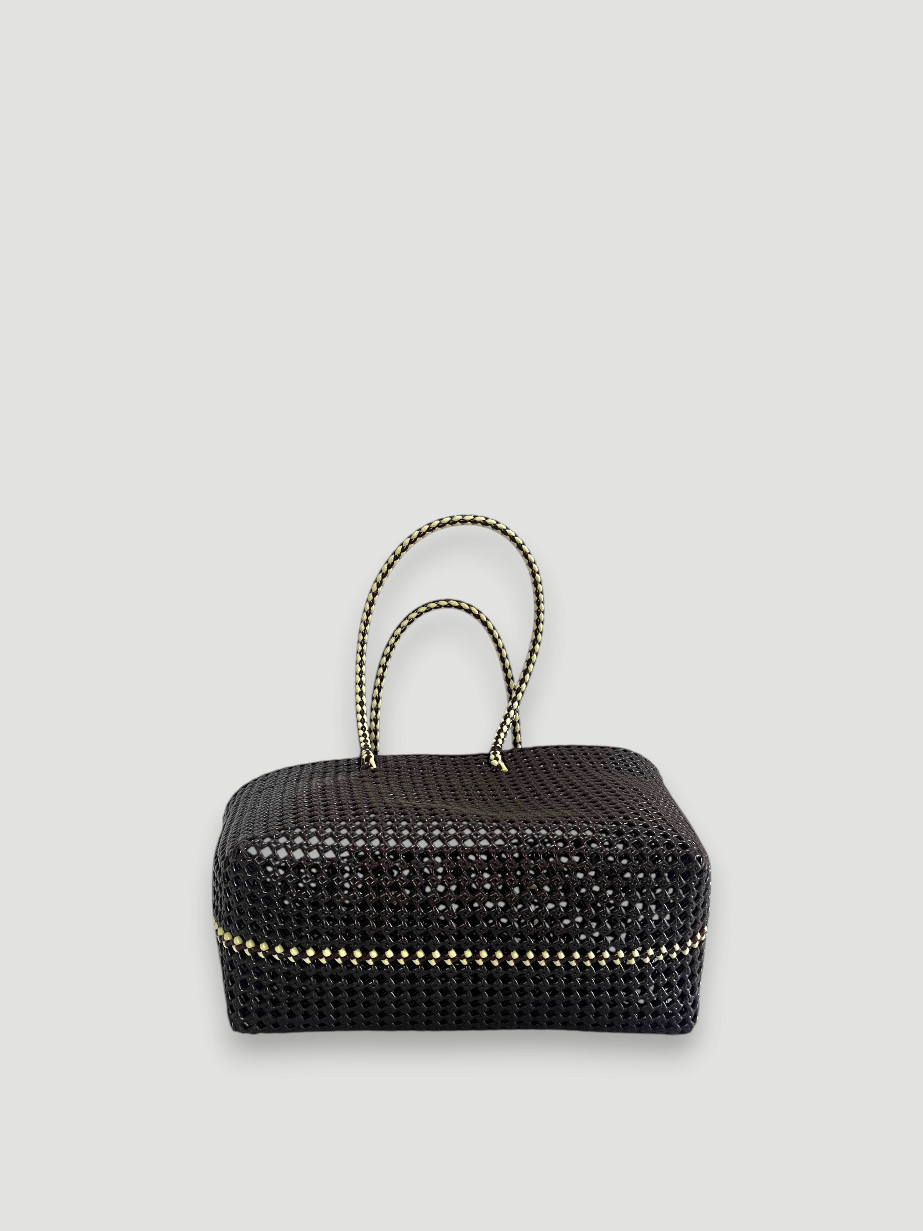 No. 266L bis - HAND WOVEN BASKET BAG - LARGE - brown & cream