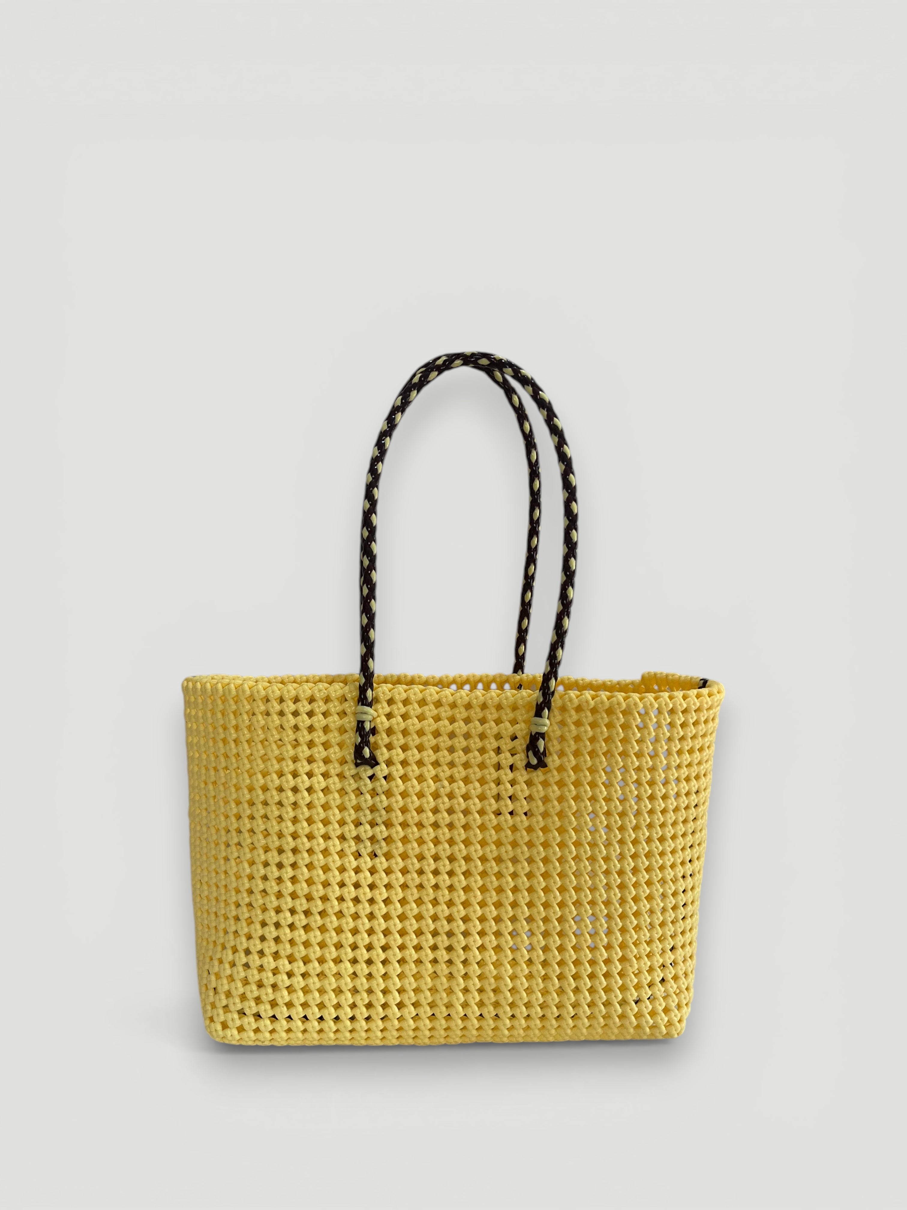 N°347L bis - SAC PANIER TRESSÉ MAIN - GRAND - crème & marron