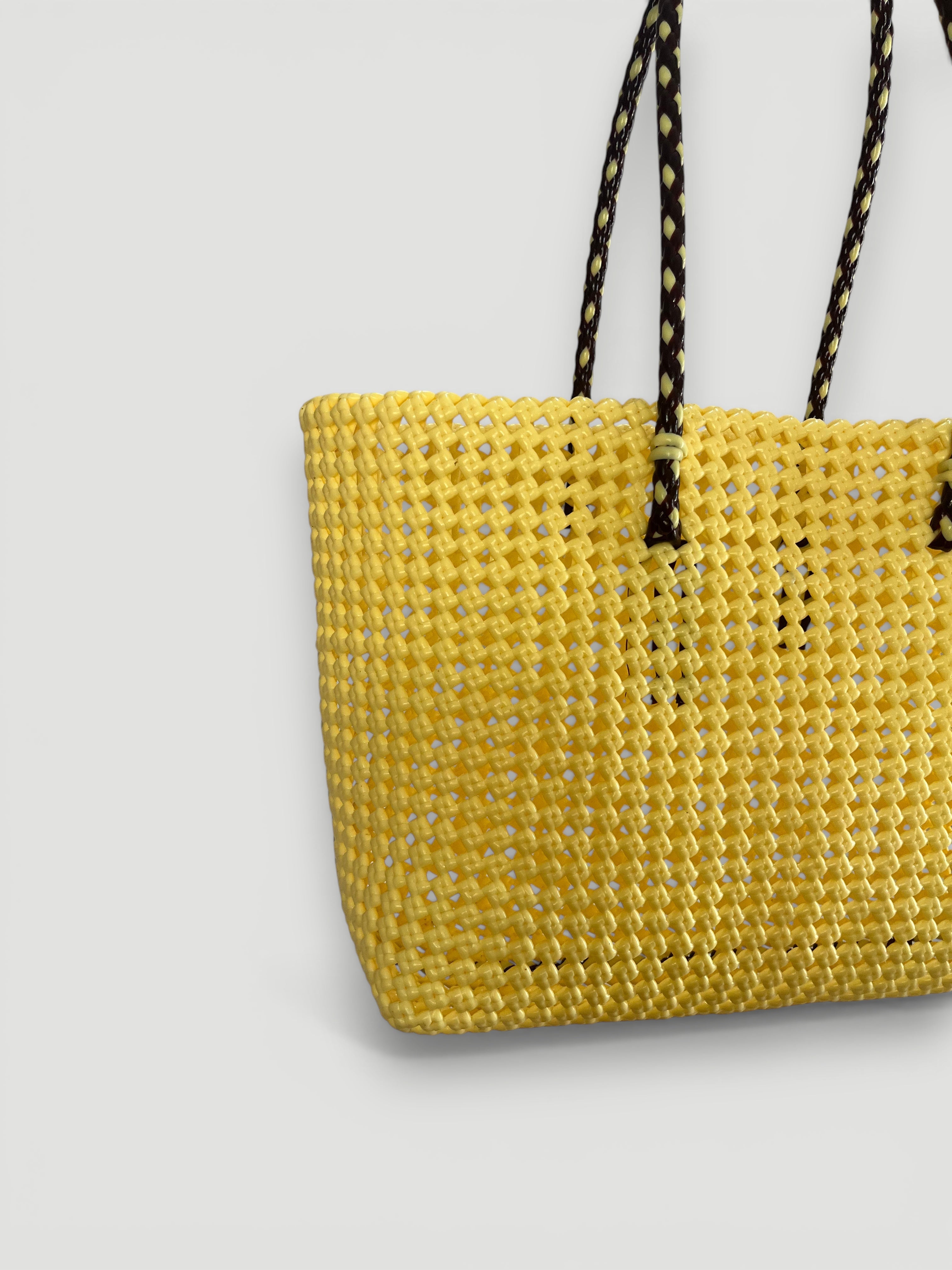 No. 347L bis - HAND-WOVEN BASKET BAG - LARGE - cream & brown
