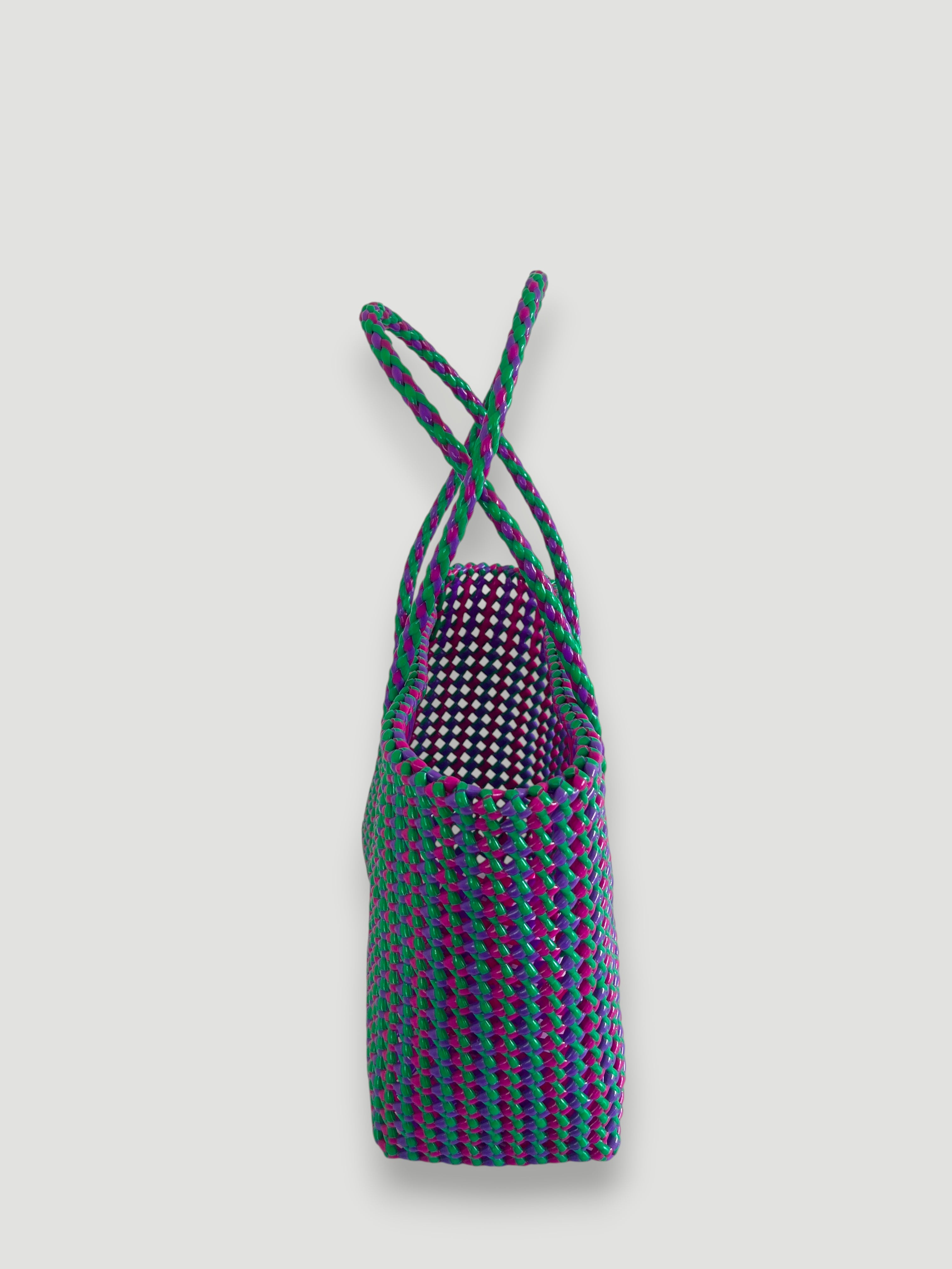 N°279M - SAC PANIER TRESSÉ MAIN - MOYEN - multicolors