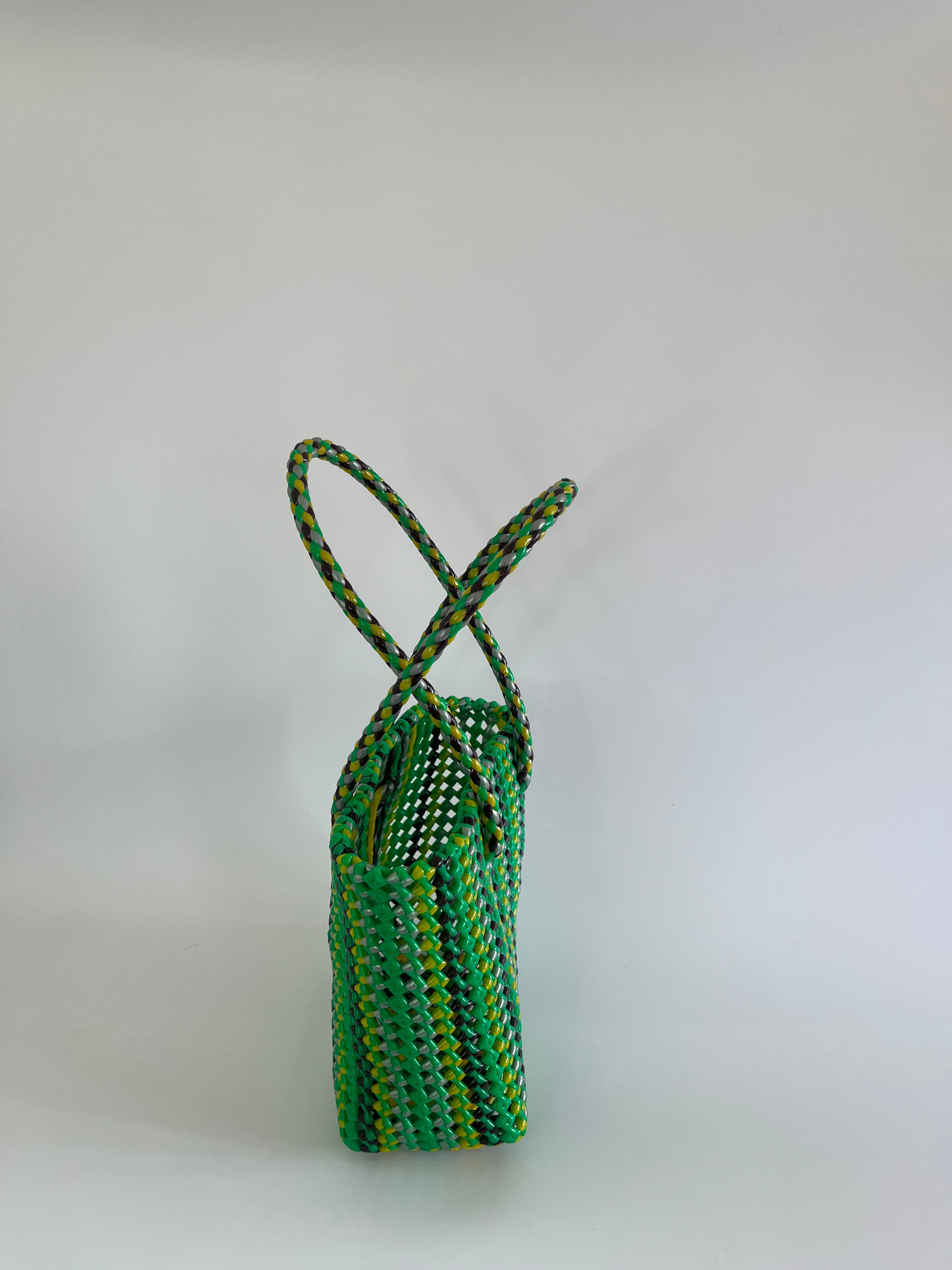 N°287S - SAC PANIER TRESSÉ MAIN - PETIT - multicolors