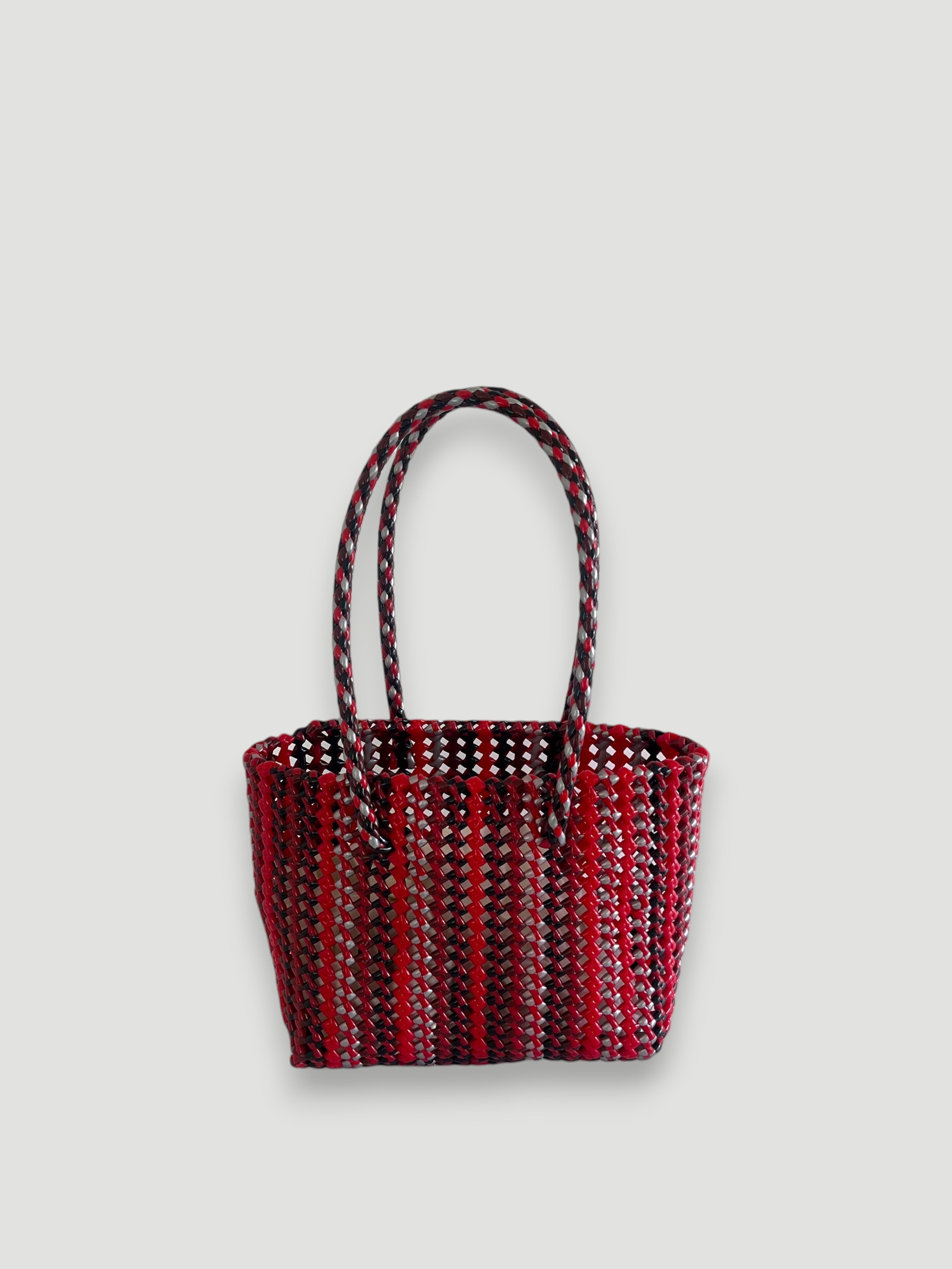 N°290S - SAC PANIER TRESSÉ MAIN - PETIT - multicolors