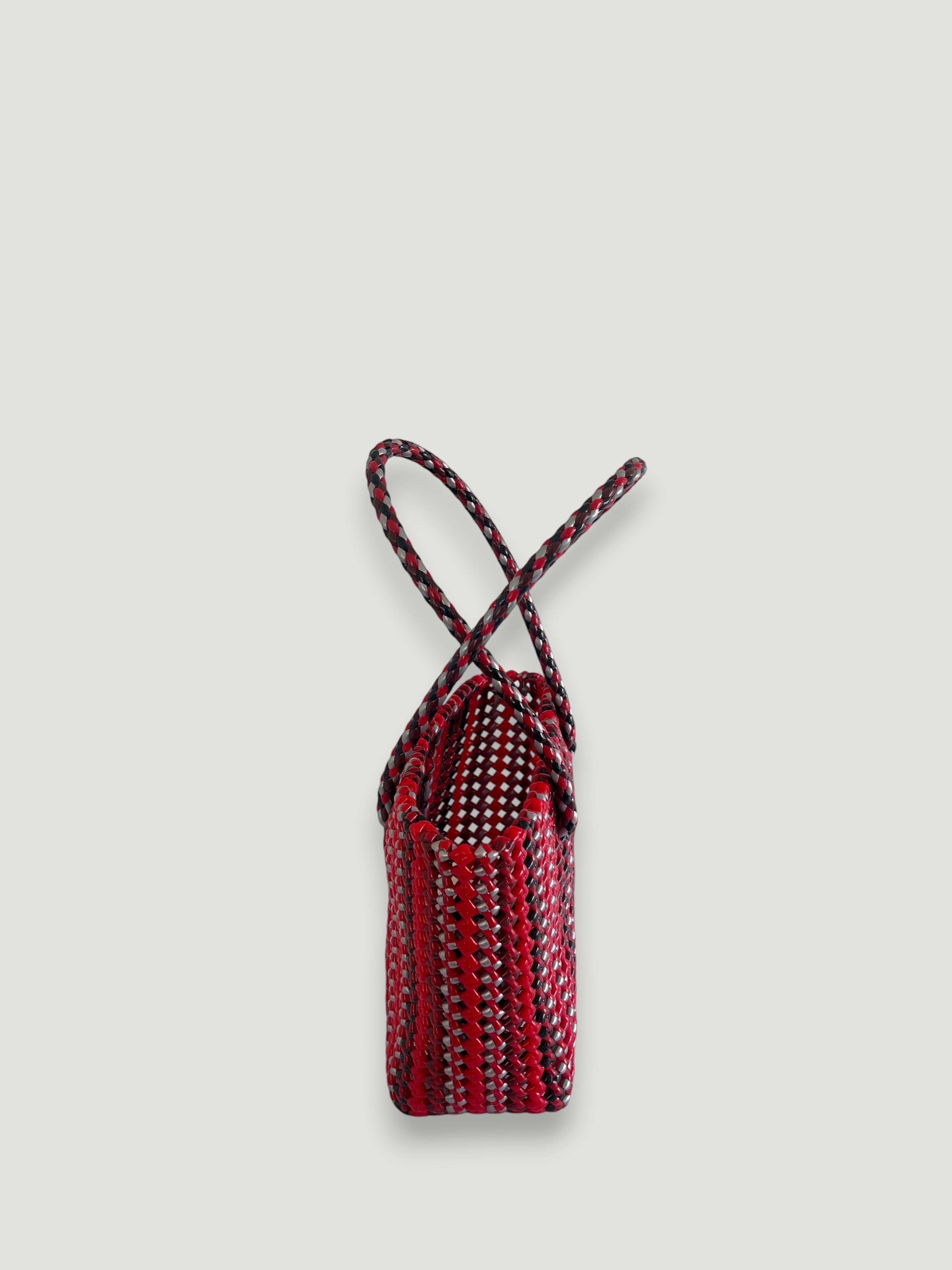N°290S - SAC PANIER TRESSÉ MAIN - PETIT - multicolors