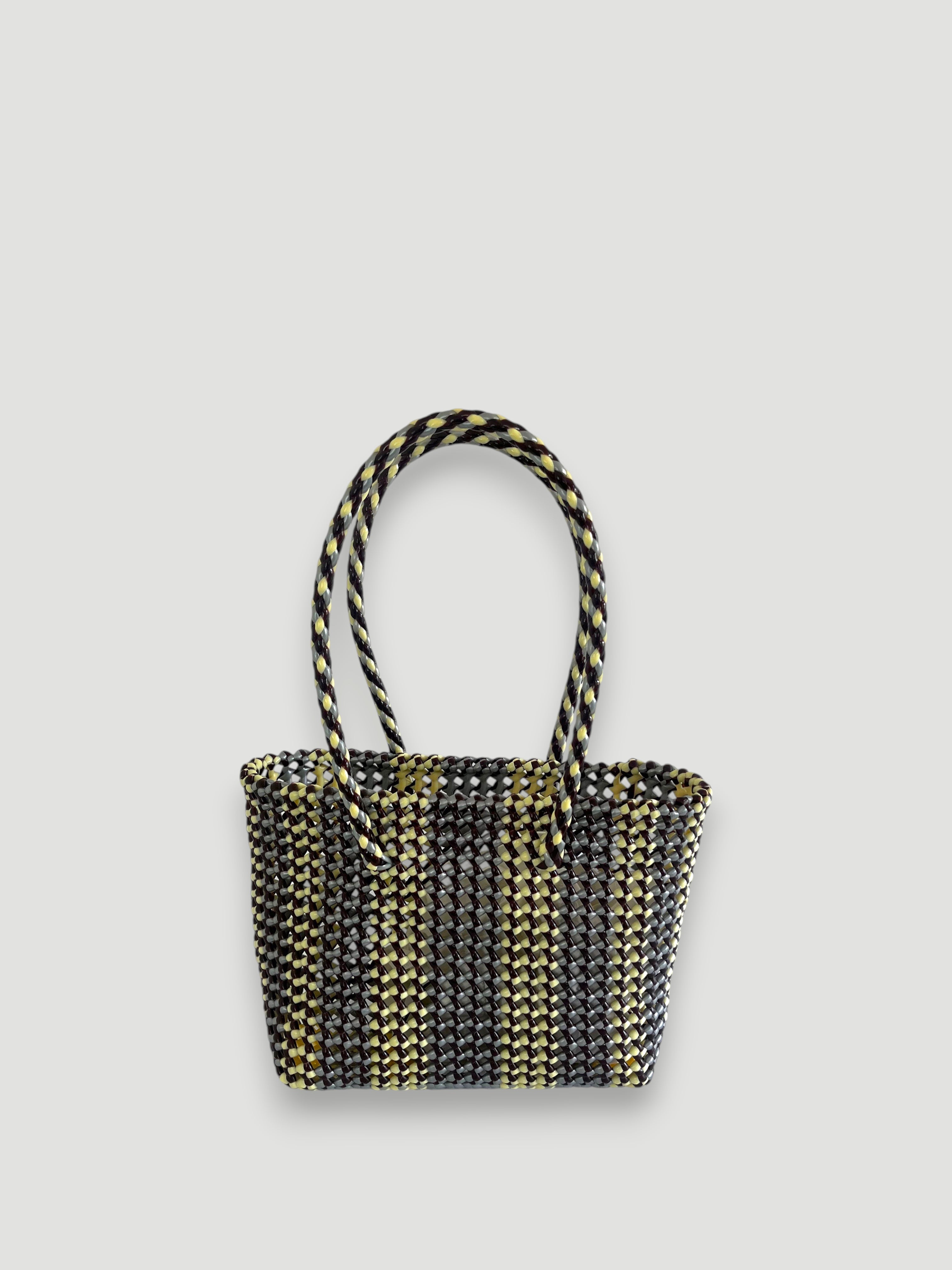 N°292S - SAC PANIER TRESSÉ MAIN - PETIT - multicolors