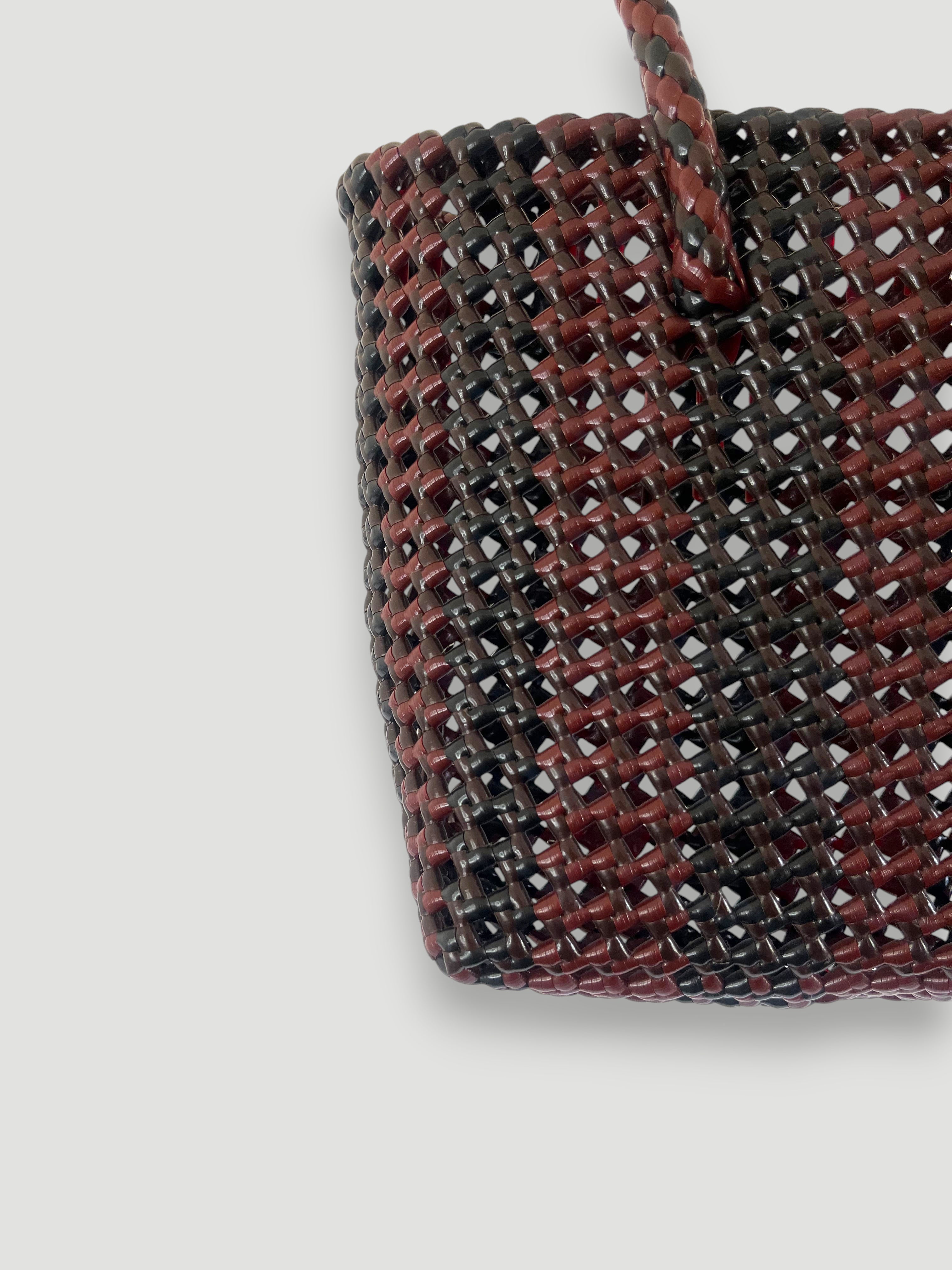 N°293S - SAC PANIER TRESSÉ MAIN - PETIT - multicolors