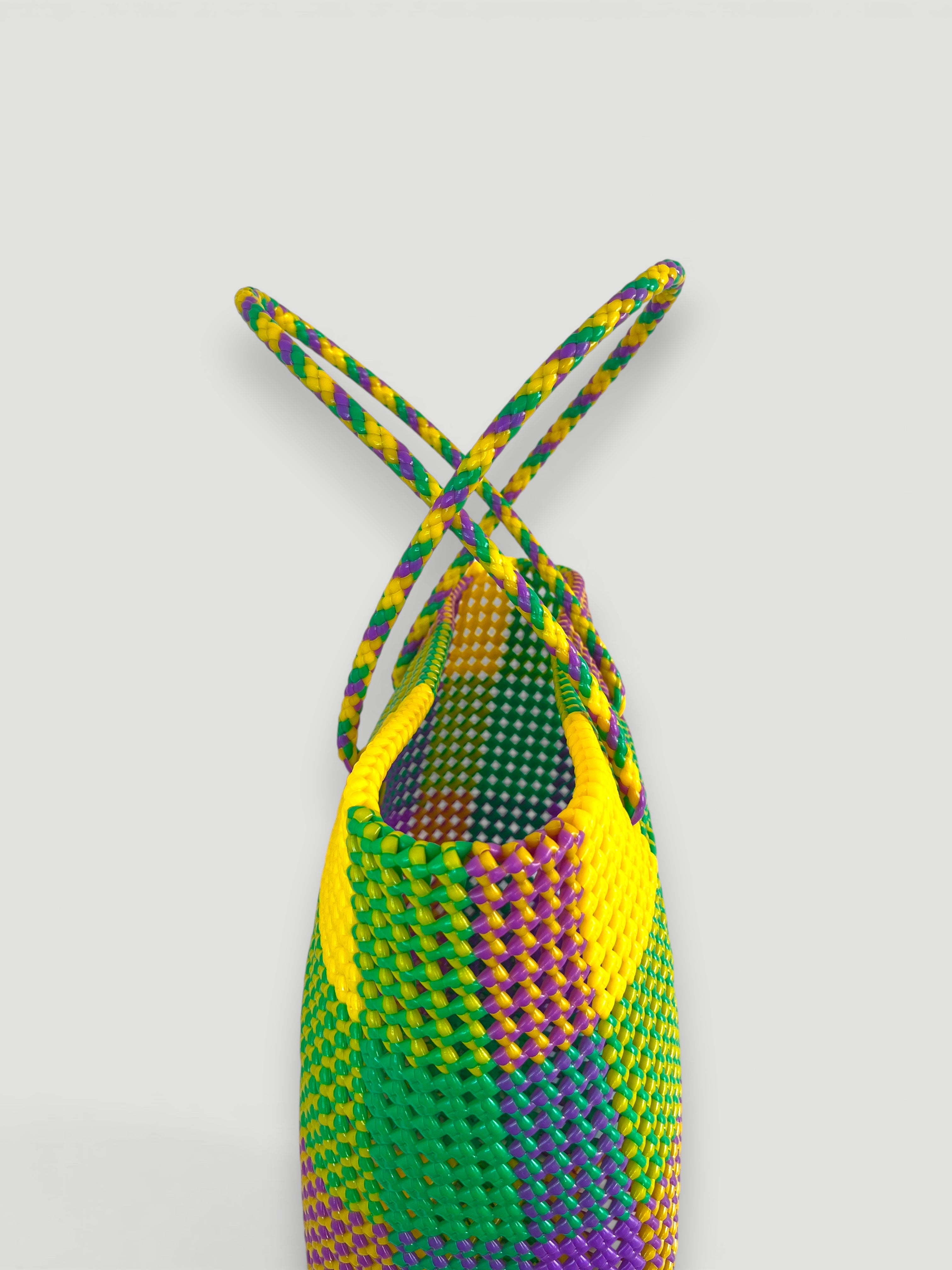 N°308L - SAC PANIER TRESSÉ MAIN - GRAND - multicolors