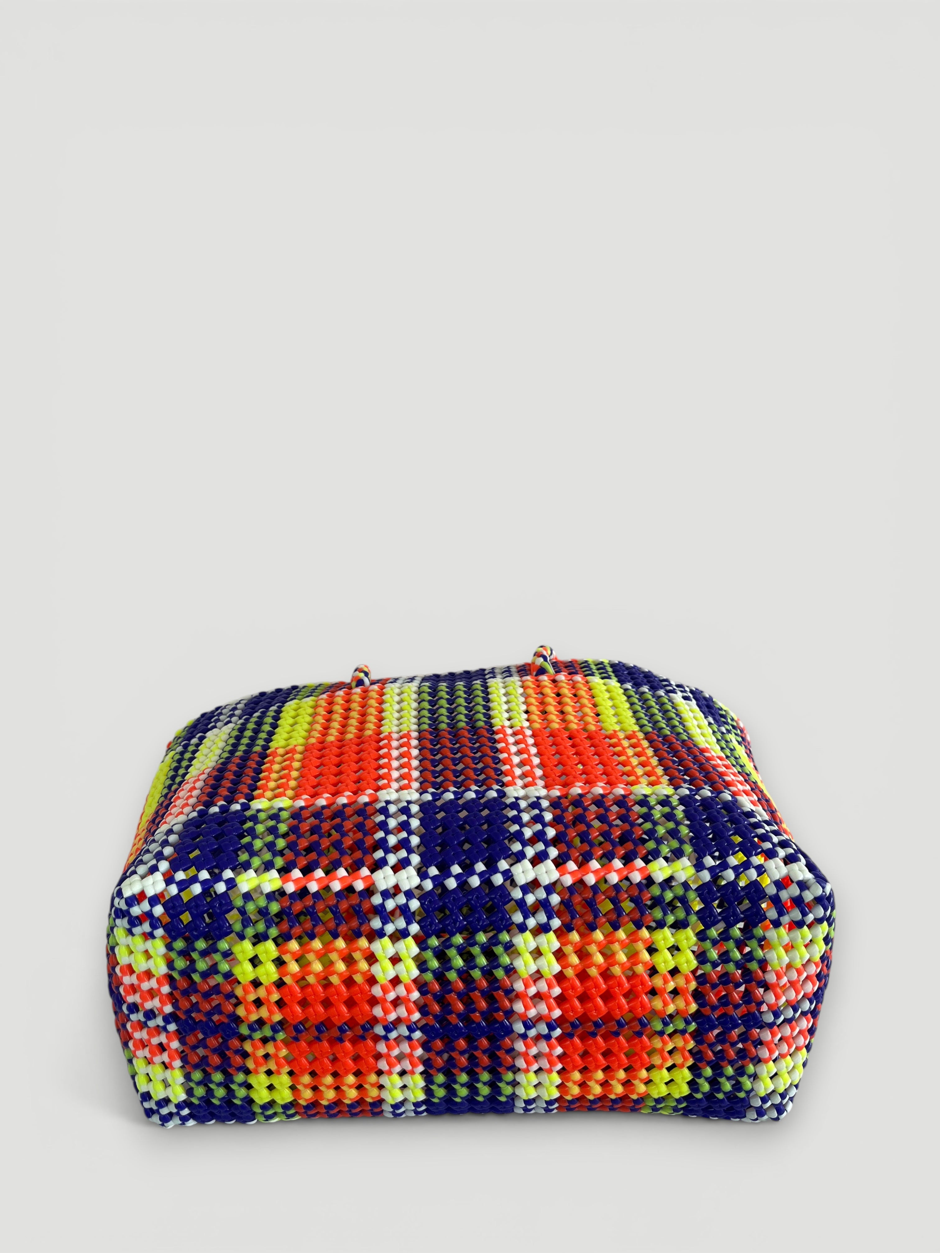 N°321L - SAC PANIER TRESSÉ MAIN - GRAND - multicolors