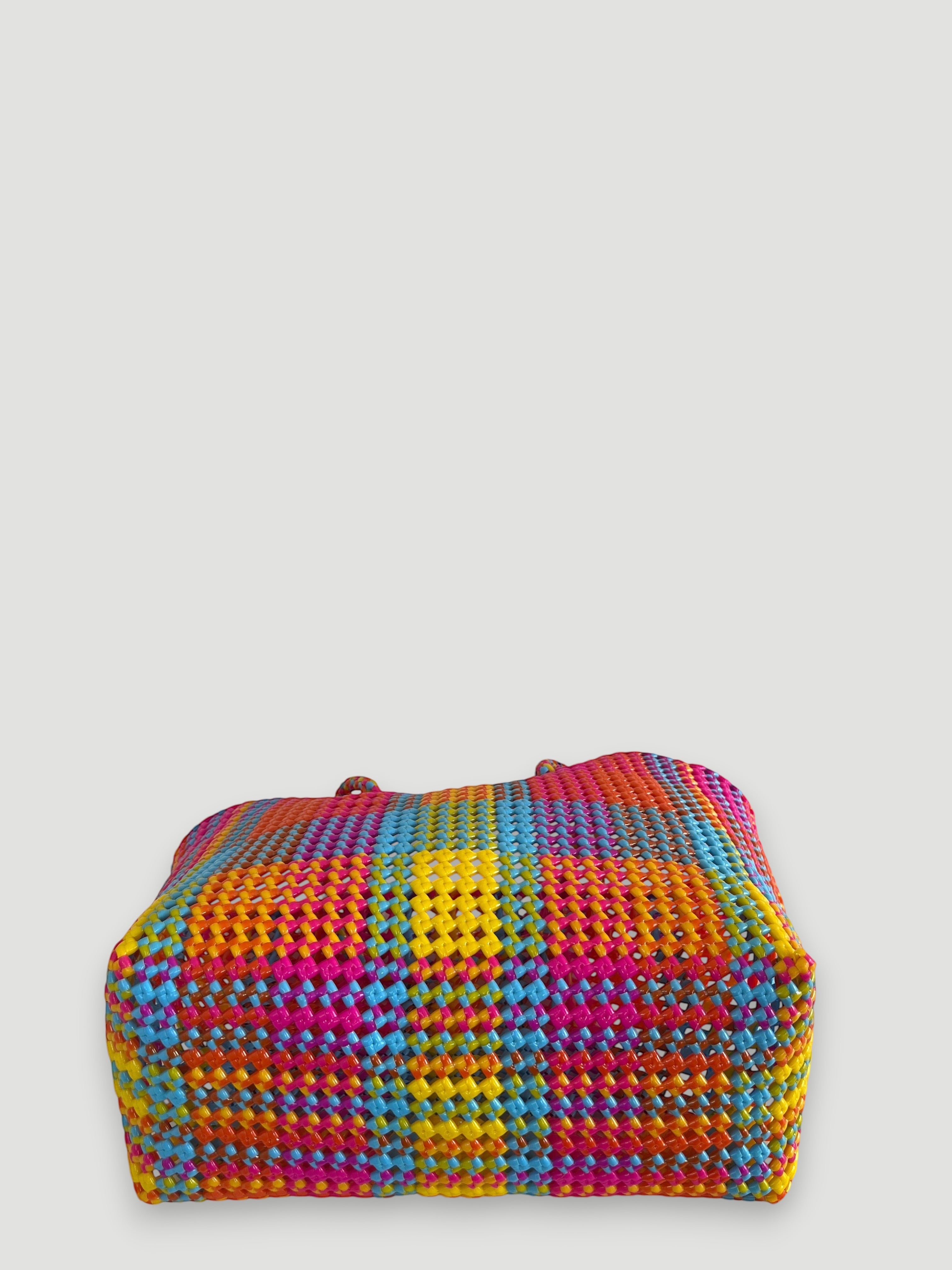 N°320L - SAC PANIER TRESSÉ MAIN - GRAND - multicolors