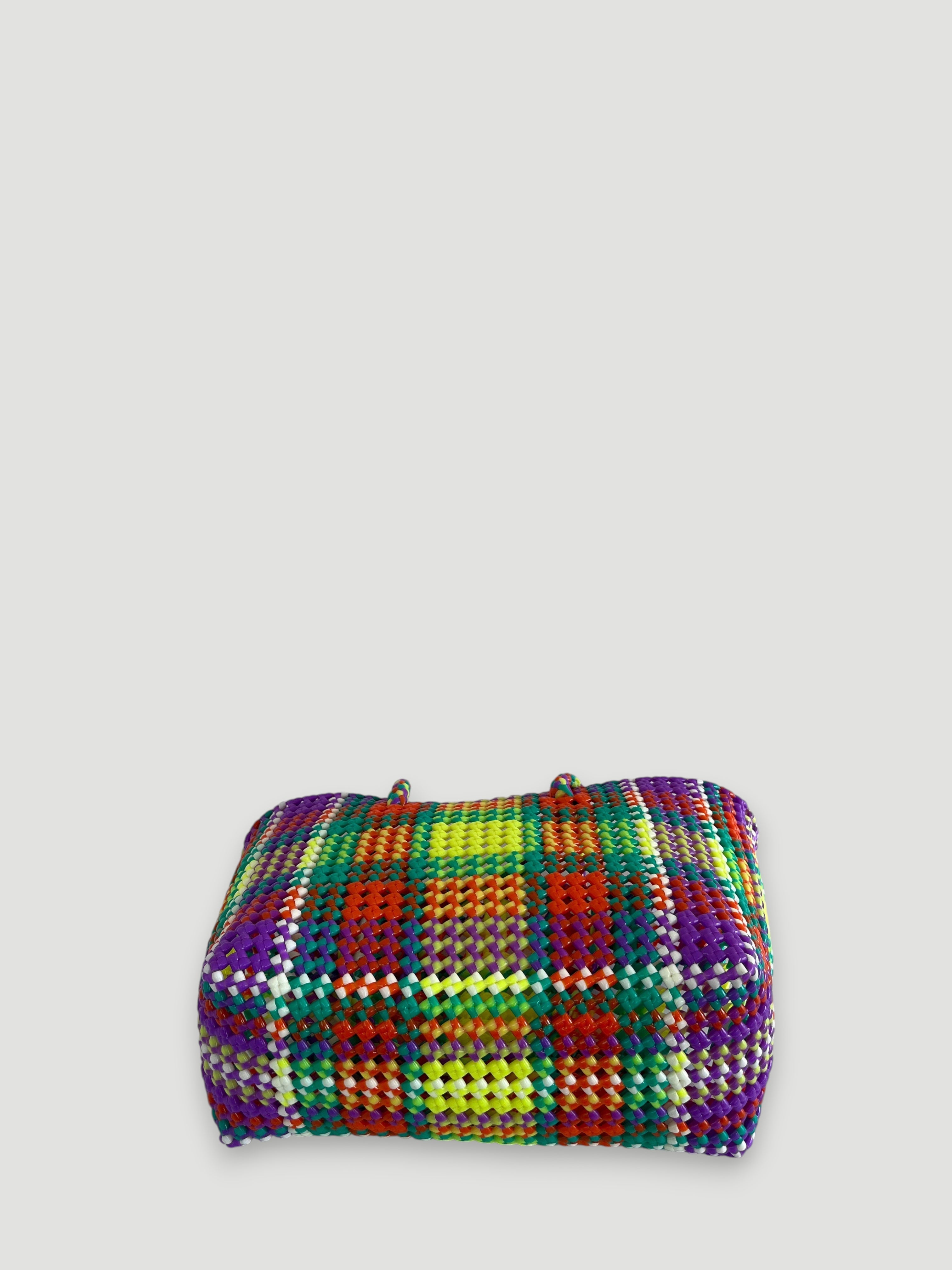 N°323M - SAC PANIER TRESSÉ MAIN - MOYEN - multicolors